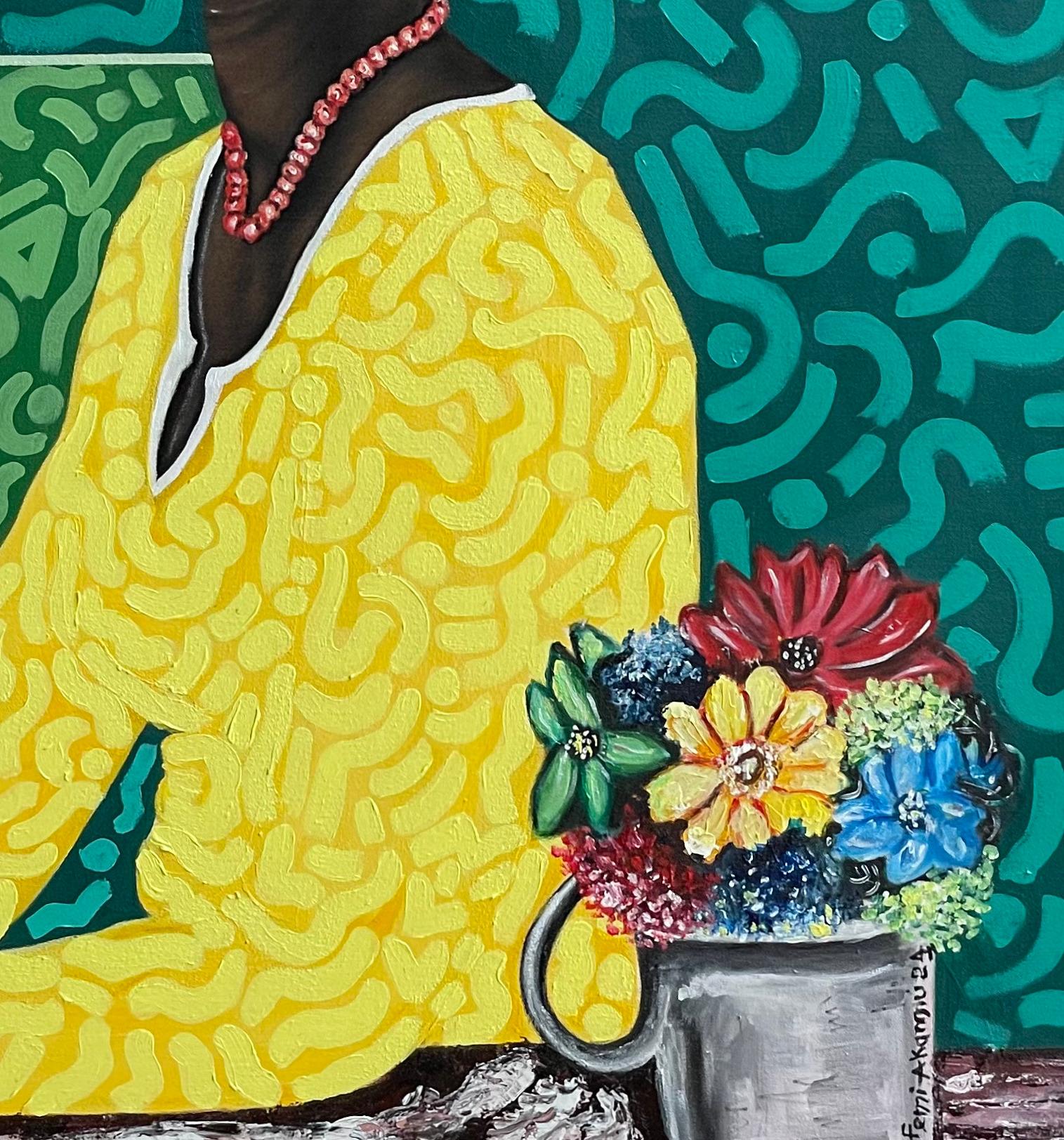 Feminism - 21st Century, Contemporary, Figurative Portrait, Women with Flowers For Sale 3