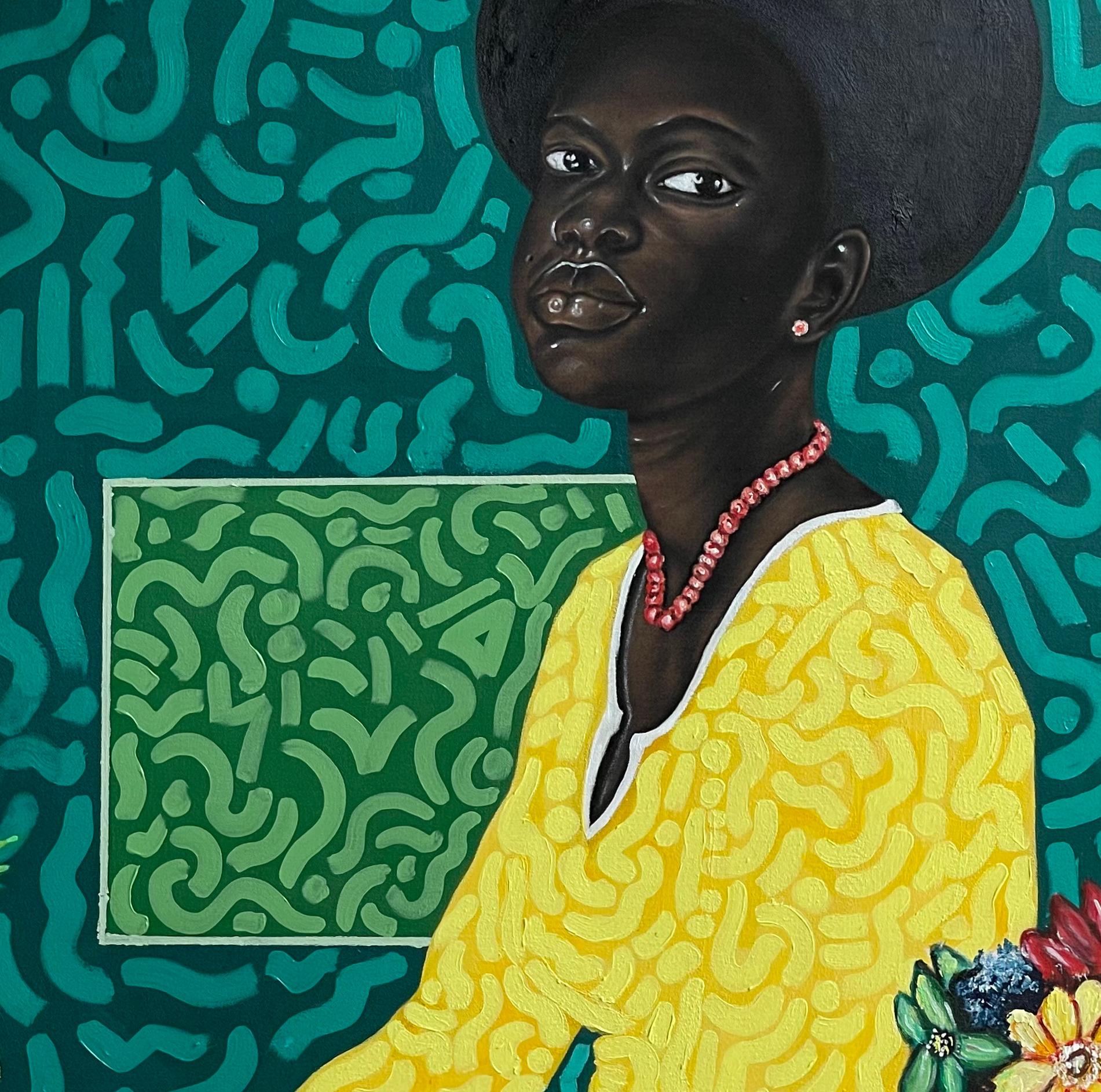 Feminism - 21st Century, Contemporary, Figurative Portrait, Women with Flowers For Sale 4