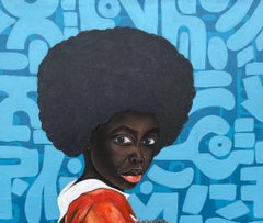 Loyal Friend -21st Century, Contemporary, Figurative, African, Girl, Dog, Modern