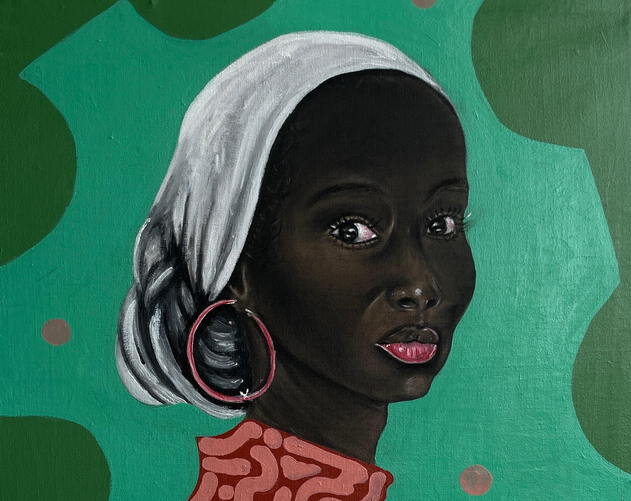Mixed Feeling 2 - 21st Century, Contemporary, Figurative Portrait, Modern, Women - Painting by Oluwafemi Akanmu