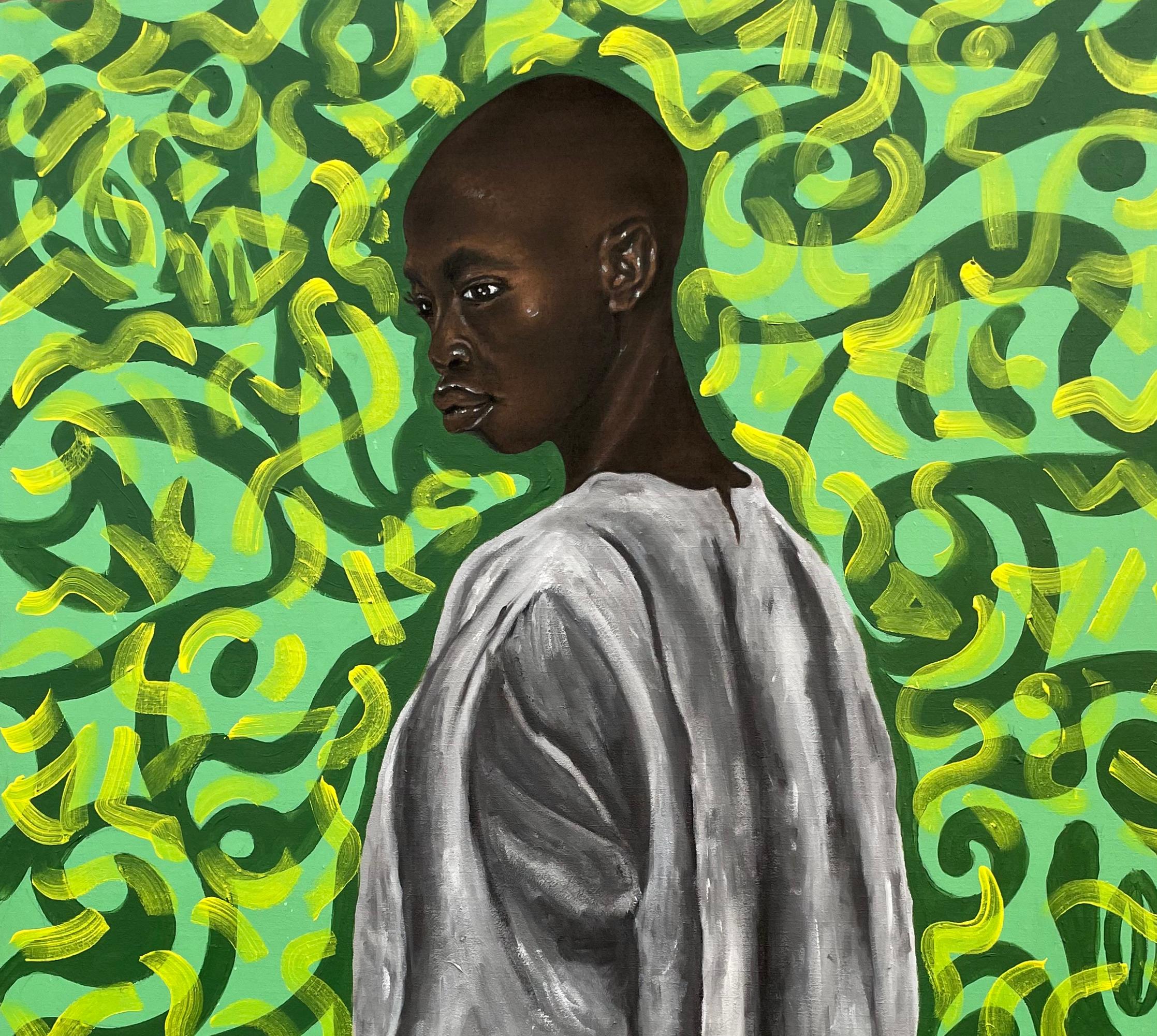 Self-Portrait 3 - 21° secolo, Contemporaneo, Ritratto, Tecnica mista, Donna Africana - Painting di Oluwafemi Akanmu
