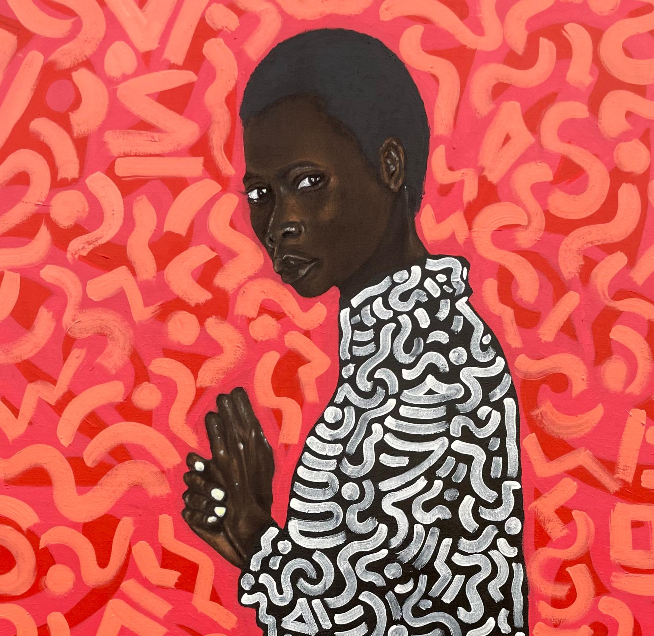 Self Love 4 - 21st Century, Contemporary, Portrait, Mixed Media, African Woman - Expressionist Mixed Media Art by Oluwafemi Akanmu