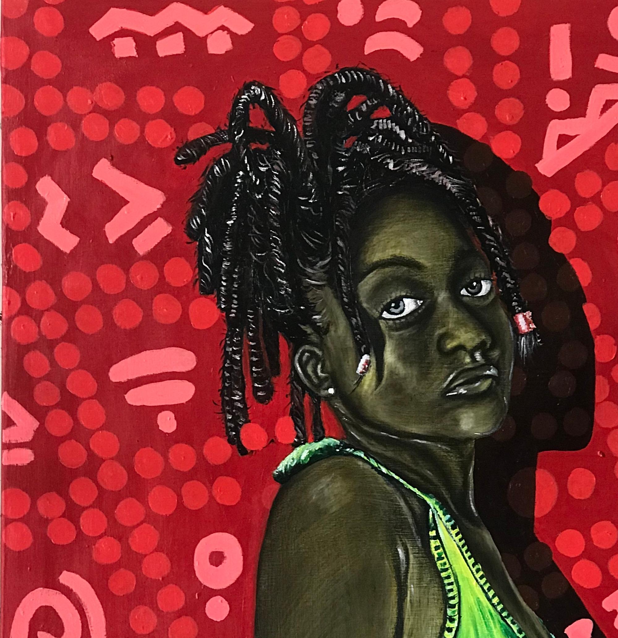 Self Love (Town Girl) - Contemporary Mixed Media Art by Oluwafemi Akanmu