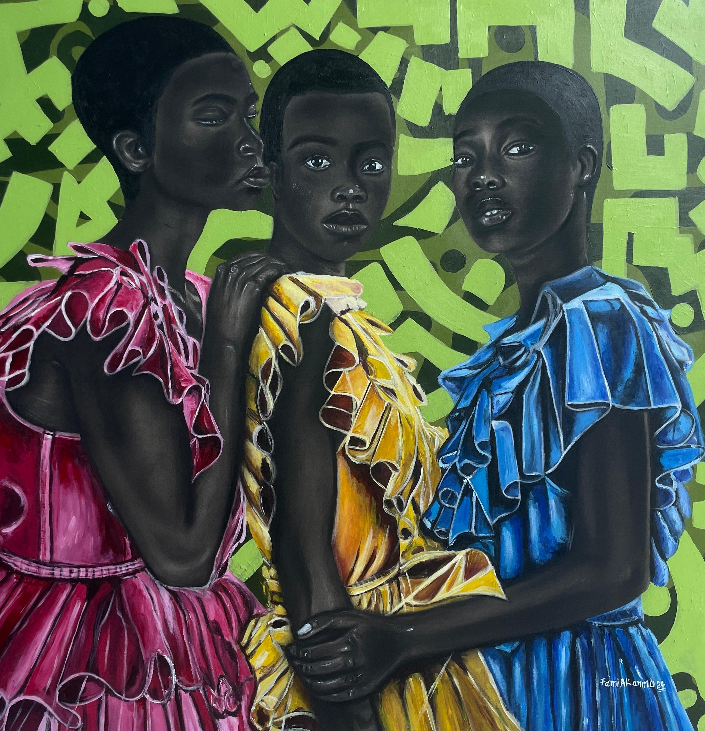 Soul Sister 2  - 21° secolo, Contemporaneo, Ritratto, Donne, Amore, Africa, Viso - Mixed Media Art di Oluwafemi Akanmu
