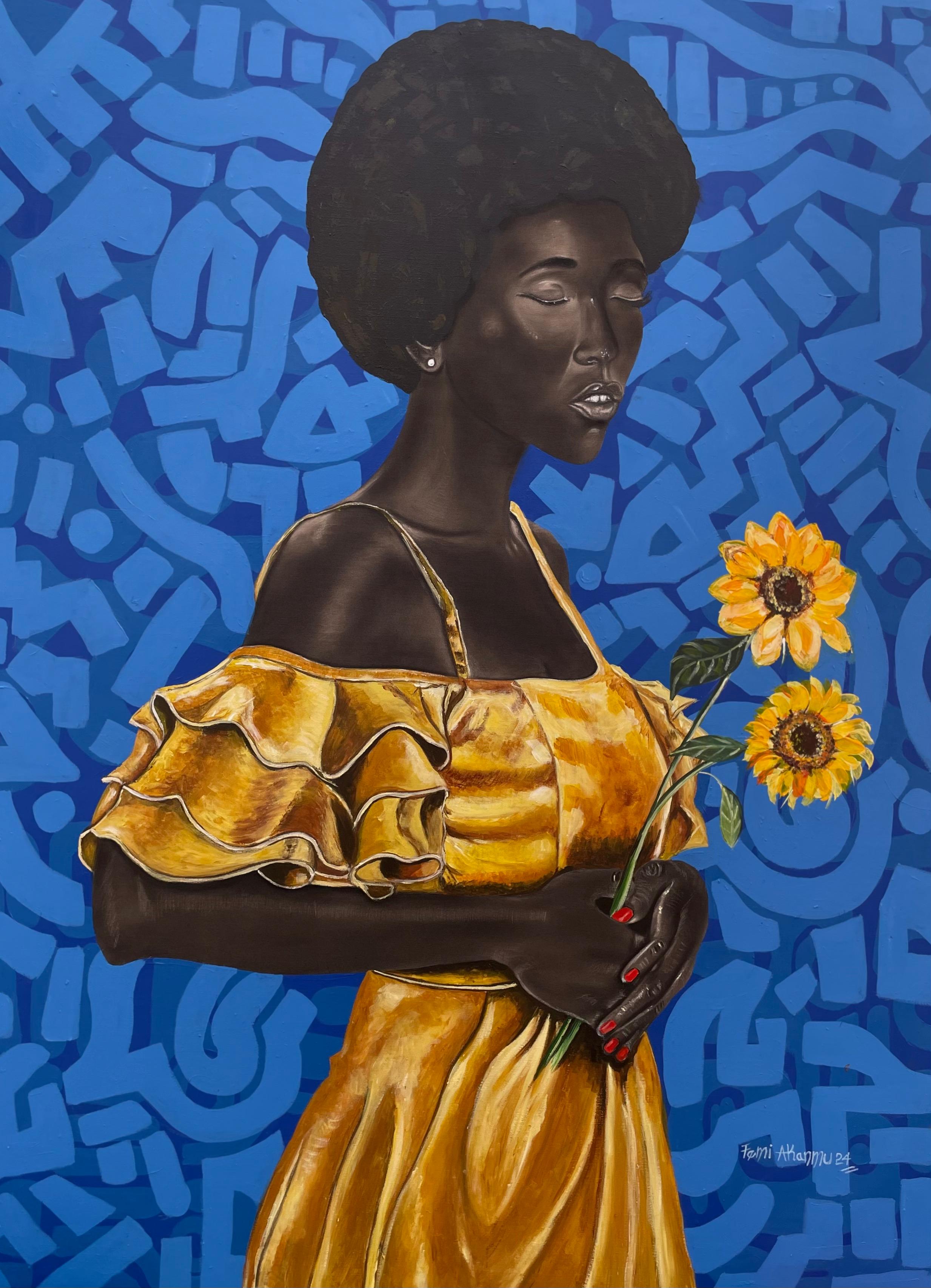 Sun Flower  - 21st Century, Contemporary, Portrait, Mixed Media, Africa, Face