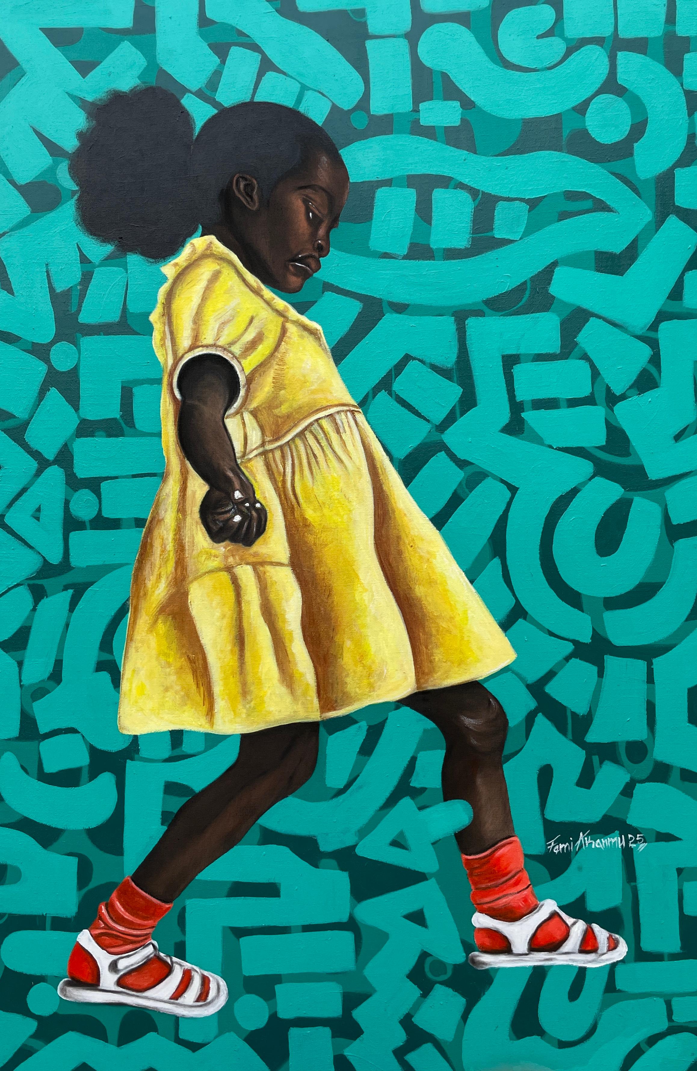 Rayo de Sol - Siglo XXI, Contemporáneo, Figurativo, Africano, Joven, Moderno - Mixed Media Art de Oluwafemi Akanmu
