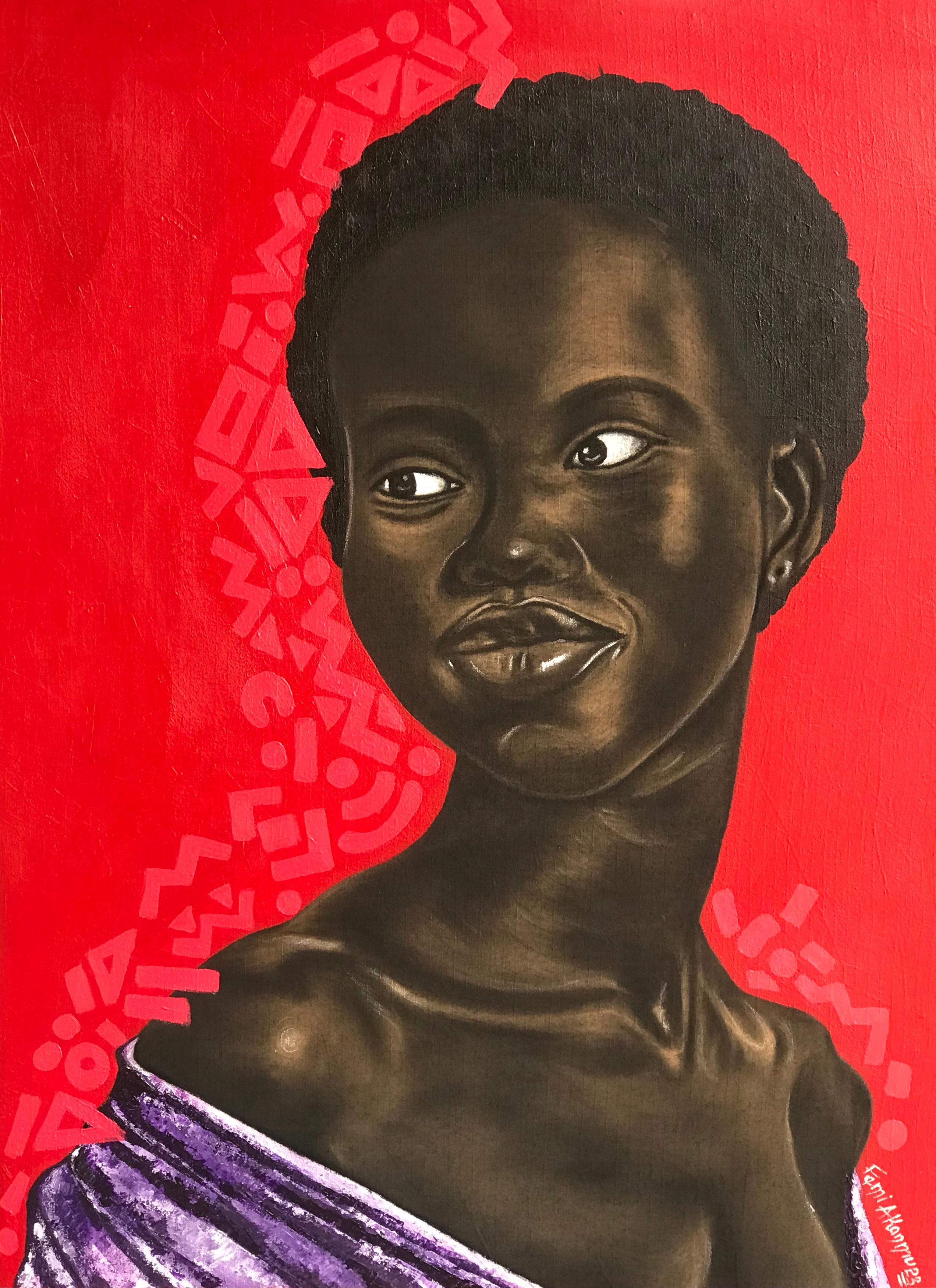 Oluwafemi Akanmu Figurative Painting - Unique (African Allure) 1
