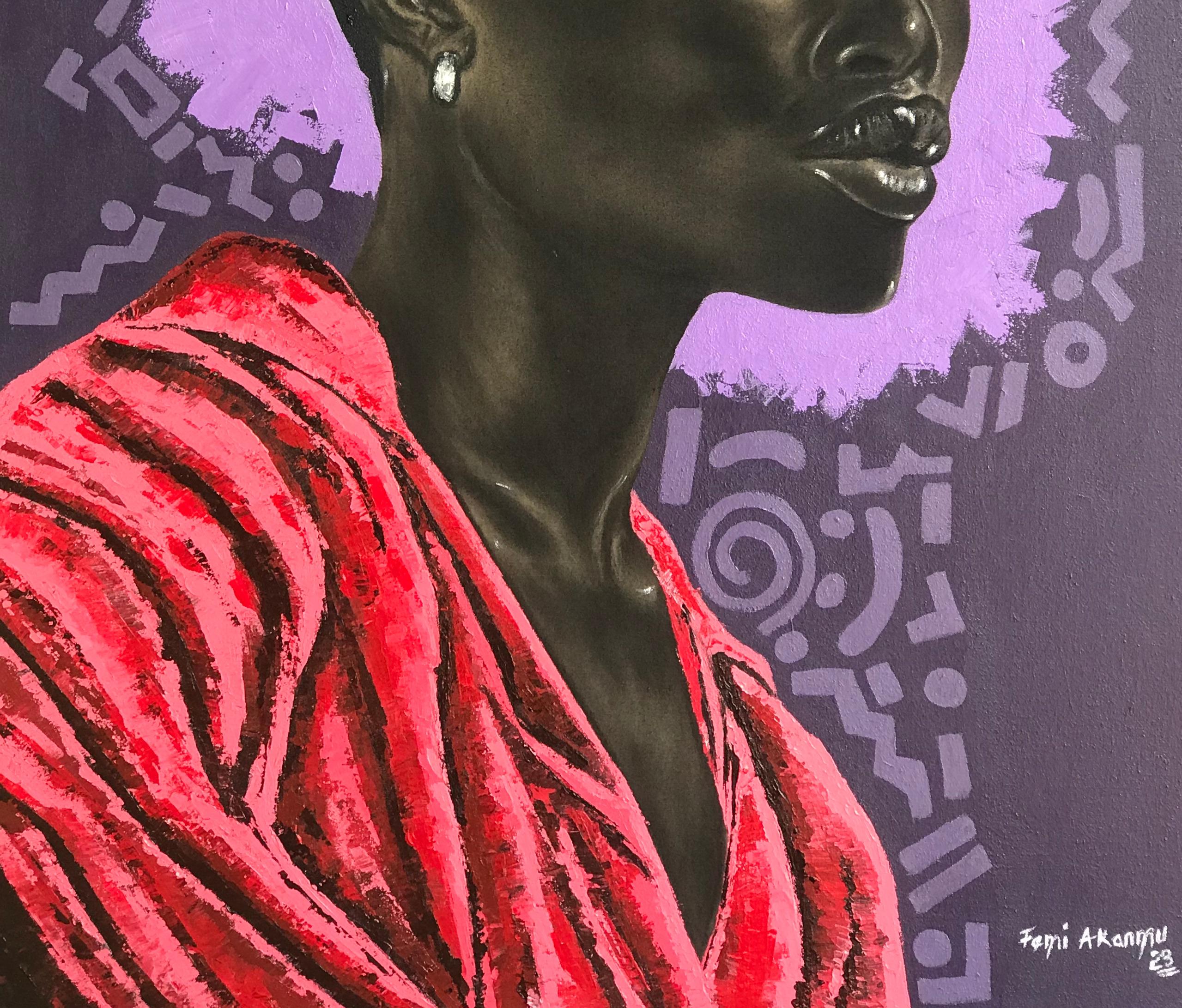 Unique (African Allure) 2 - Contemporary Painting by Oluwafemi Akanmu