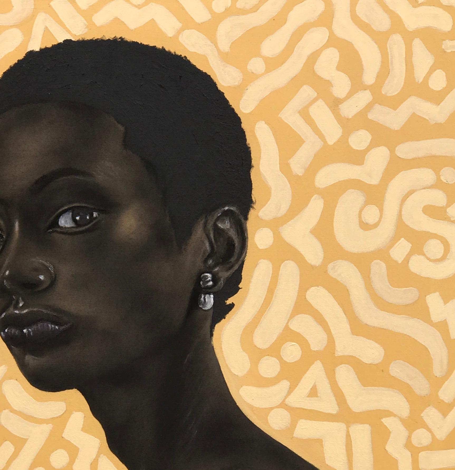 Unique (African Allure) 4 - Contemporary Painting by Oluwafemi Akanmu