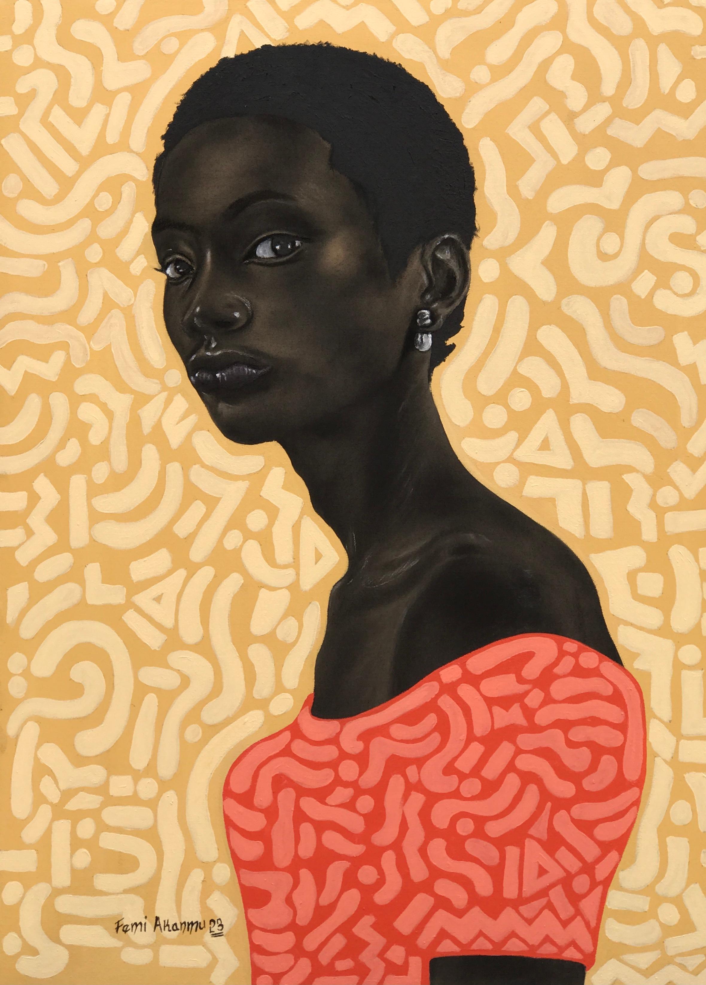 Oluwafemi Akanmu Figurative Painting - Unique (African Allure) 4