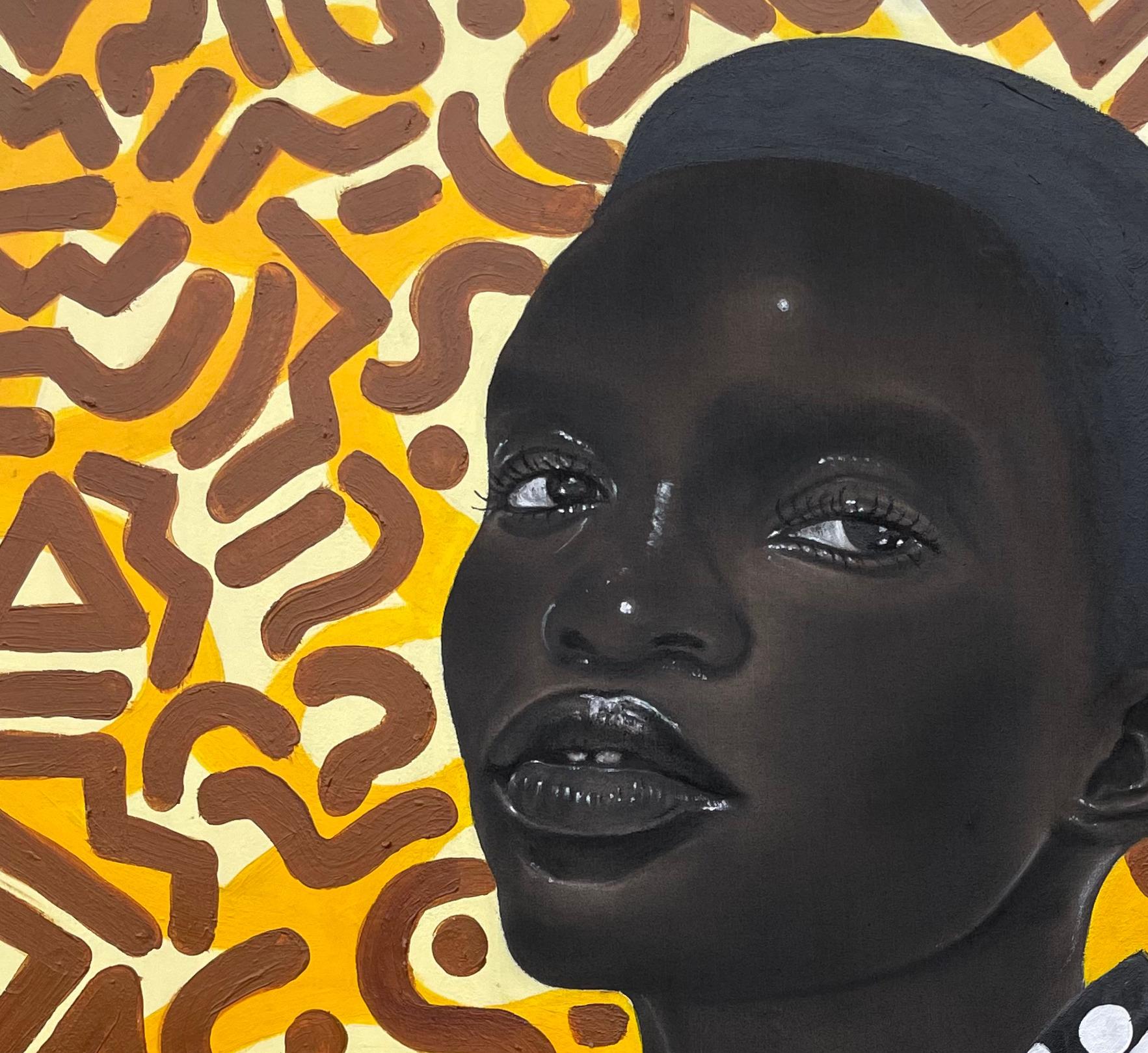 What About Me 4 -21° secolo, Contemporaneo, Ritratto, Tecnica mista, Africa, Volto - Painting di Oluwafemi Akanmu