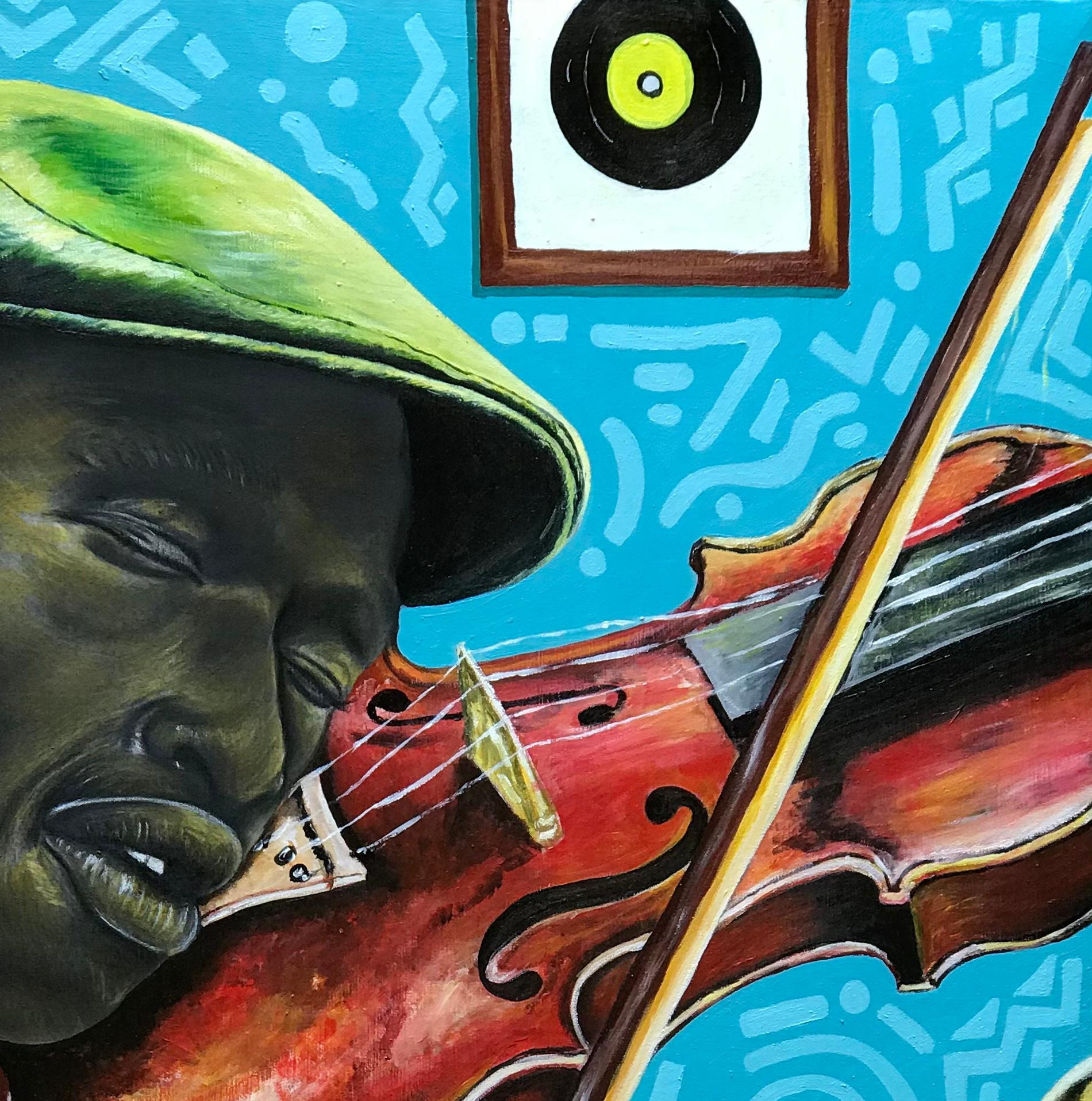 Sintonia con la vita - Painting Contemporaneo di Oluwafemi Akanmu