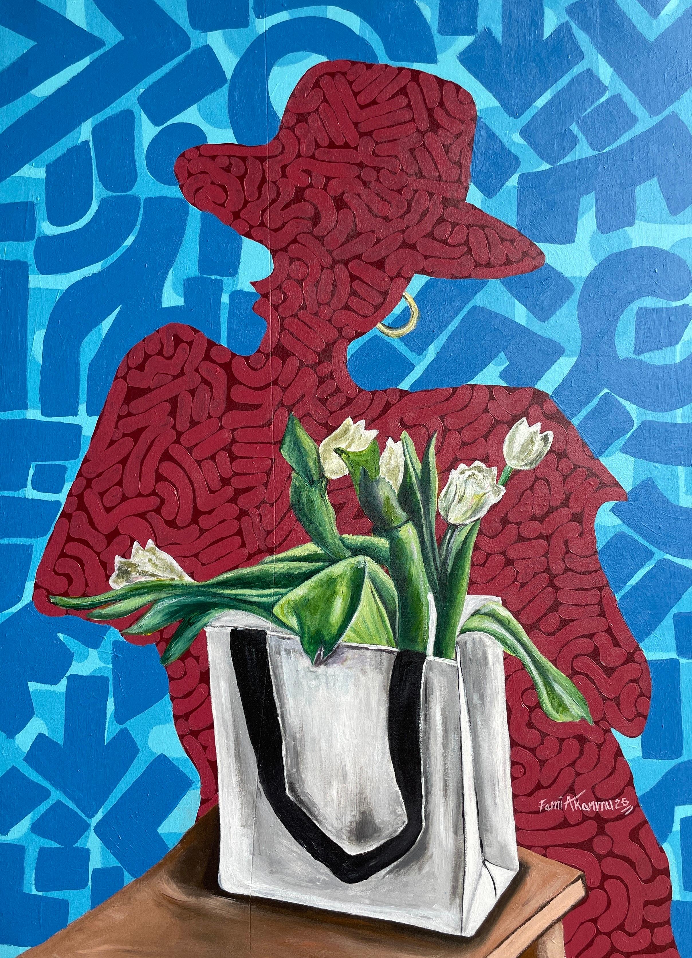Oluwafemi Akanmu Abstract Painting - Shadows and Bloom 1 - 21st Century, Contemporary, Abstract Figuration, Modern