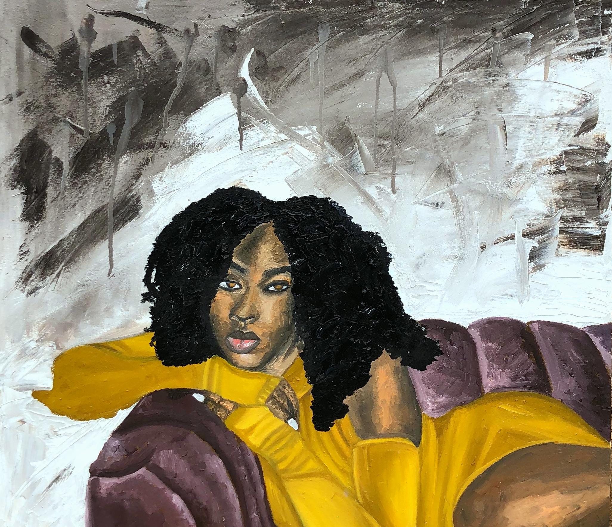 Lila Couch – Painting von Oluwapelumi Oluyemi