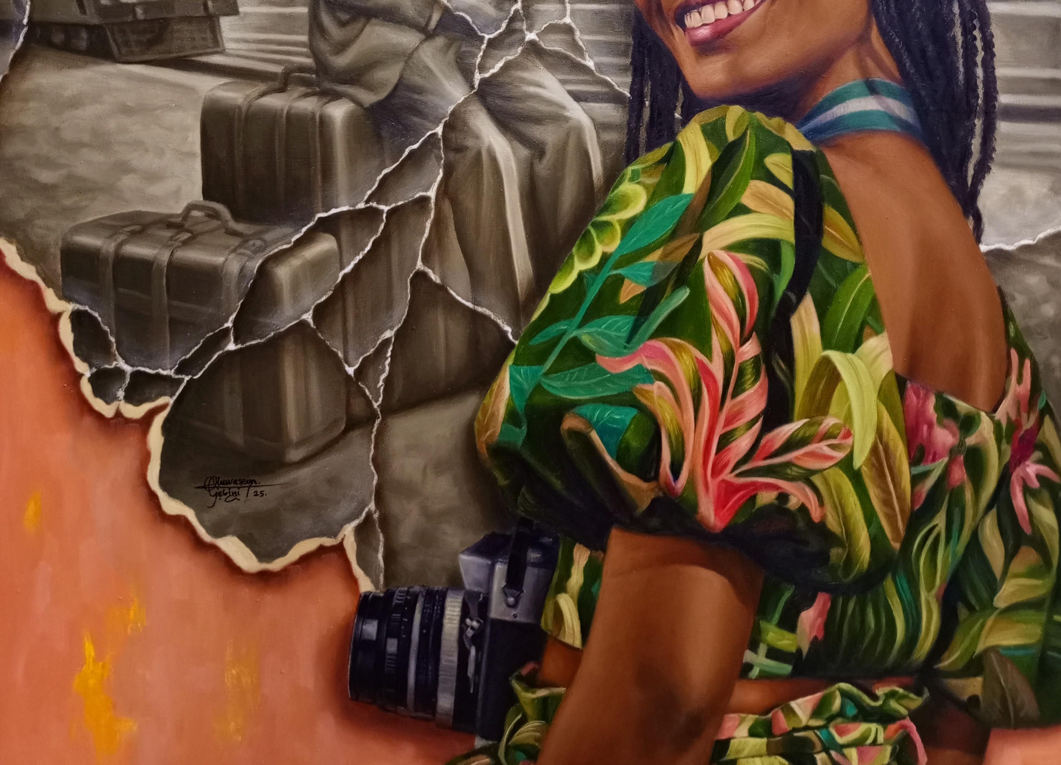 This piece reflects the power of divine timing and the sudden arrival of long-awaited answers.

A grayscale man waits at a train station, burdened with hope, symbolizing longing and endurance. Then, the train arrived, right on time, unannounced.