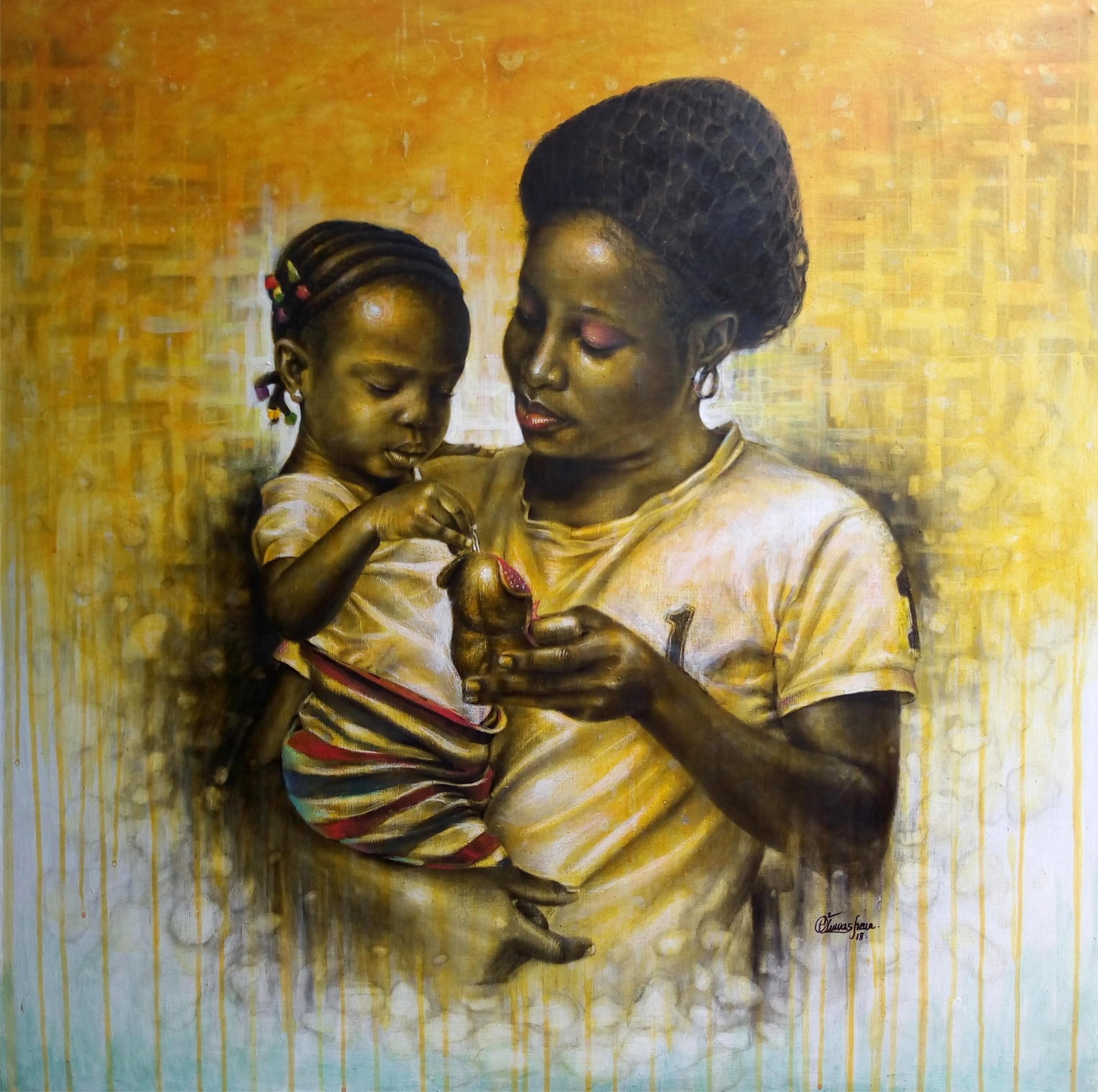 Oluwaseun Ojebiyi Figurative Painting – Herausragender Freund