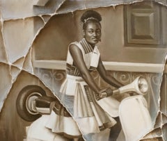 The Trip -21st Century, Contemporary, Figurative Painting, Oil, Women, Vehicle