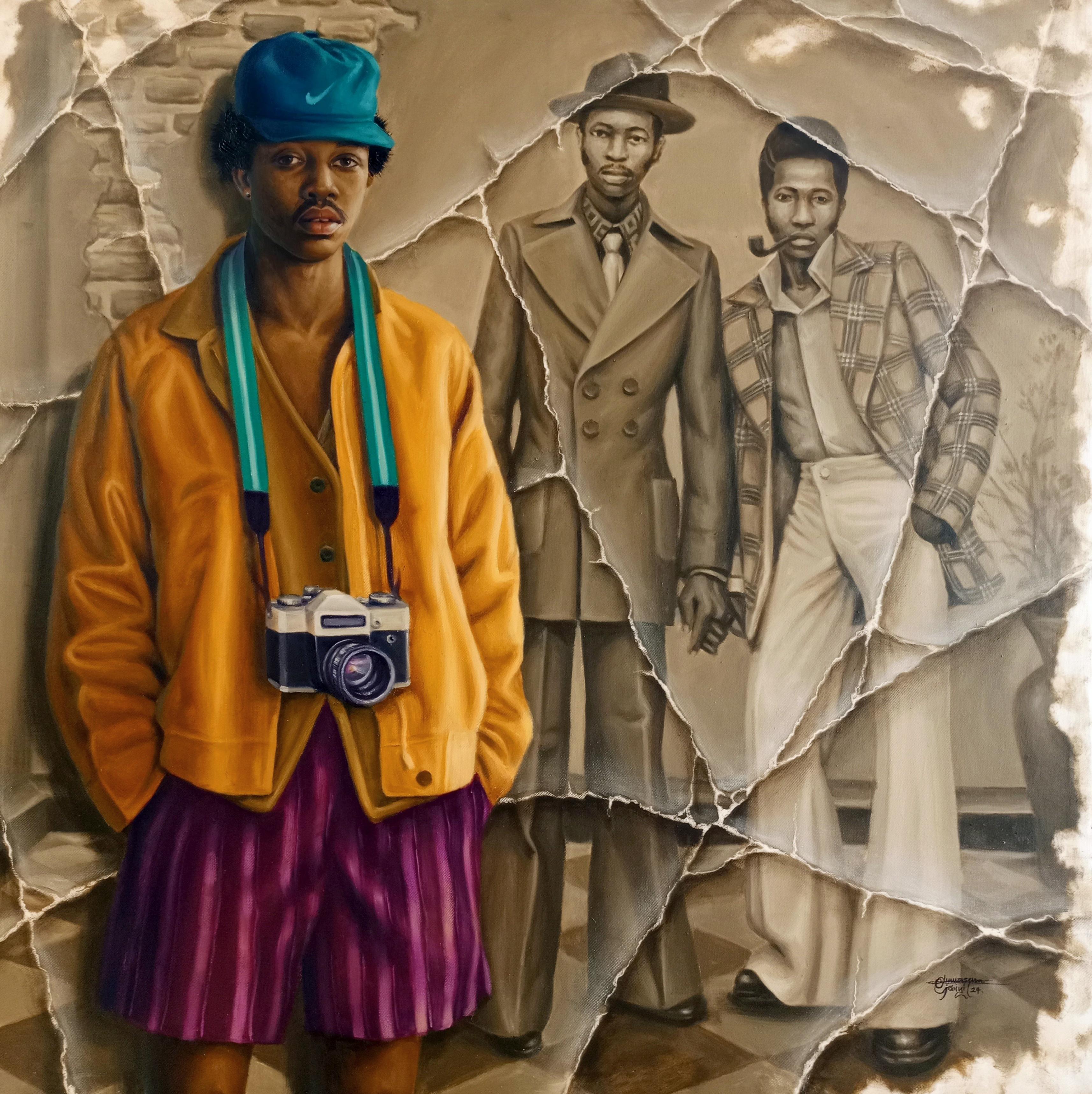 Figurative Painting di Oluwaseun Ojebiyi - Amici senza tempo -21° secolo, Contemporaneo, Pittura figurativa, Olio