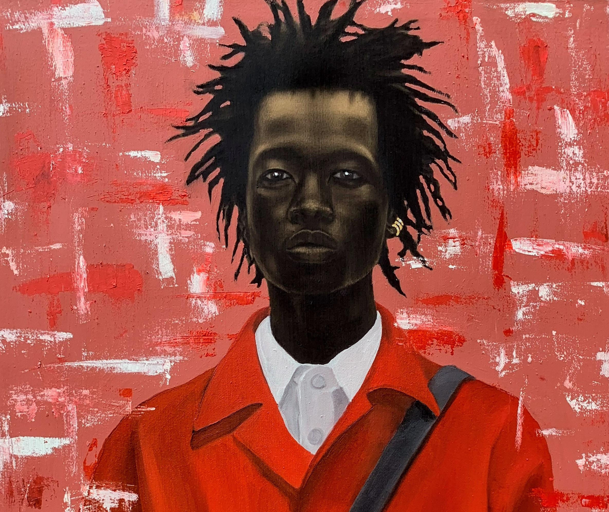 Son assurance - 21e siècle, Contemporain, Portrait figuratif, Afrique, Hommes - Painting de Oluwatimileyin Tega Adegbenjo