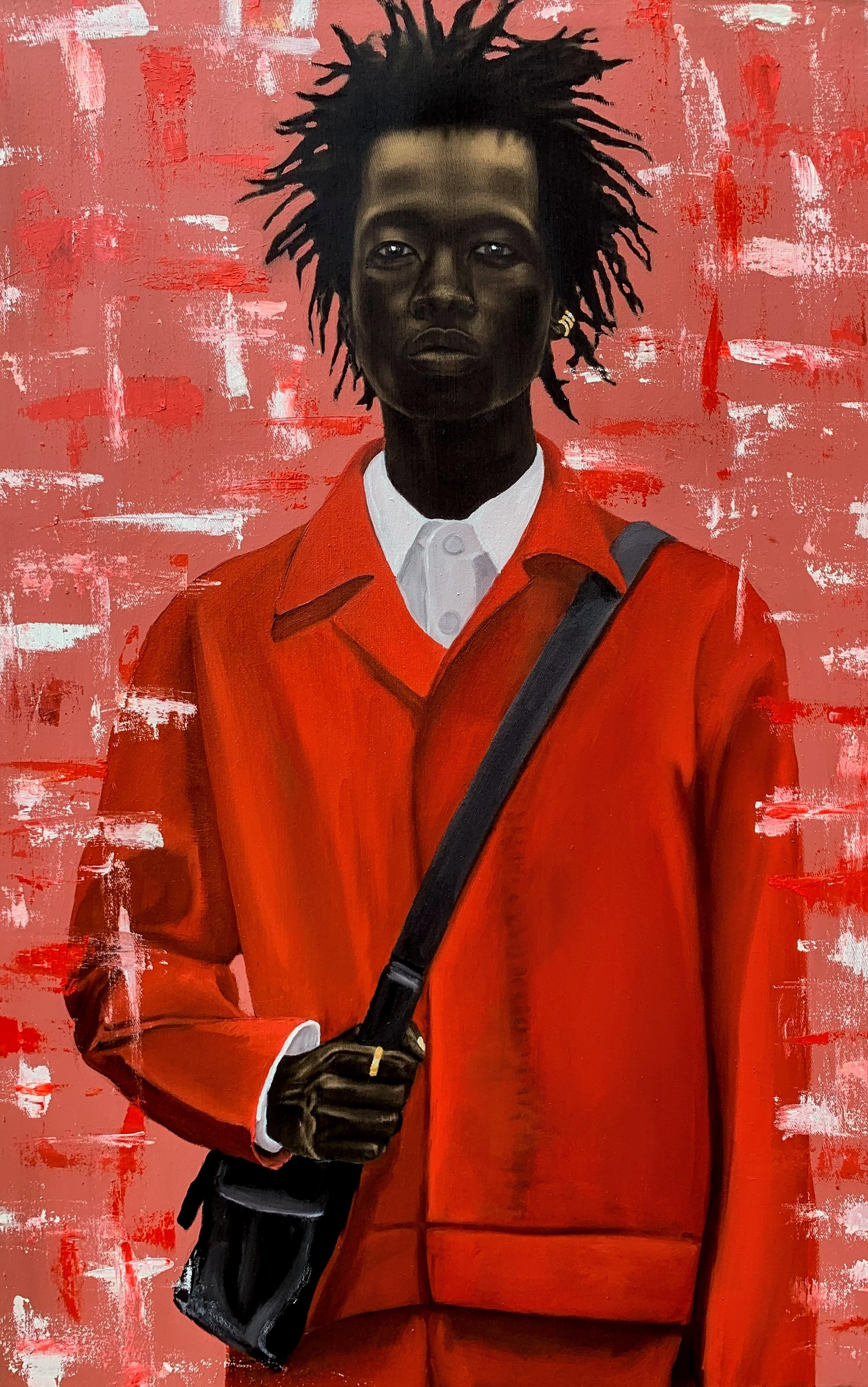 Portrait Painting Oluwatimileyin Tega Adegbenjo - Son assurance - 21e siècle, Contemporain, Portrait figuratif, Afrique, Hommes