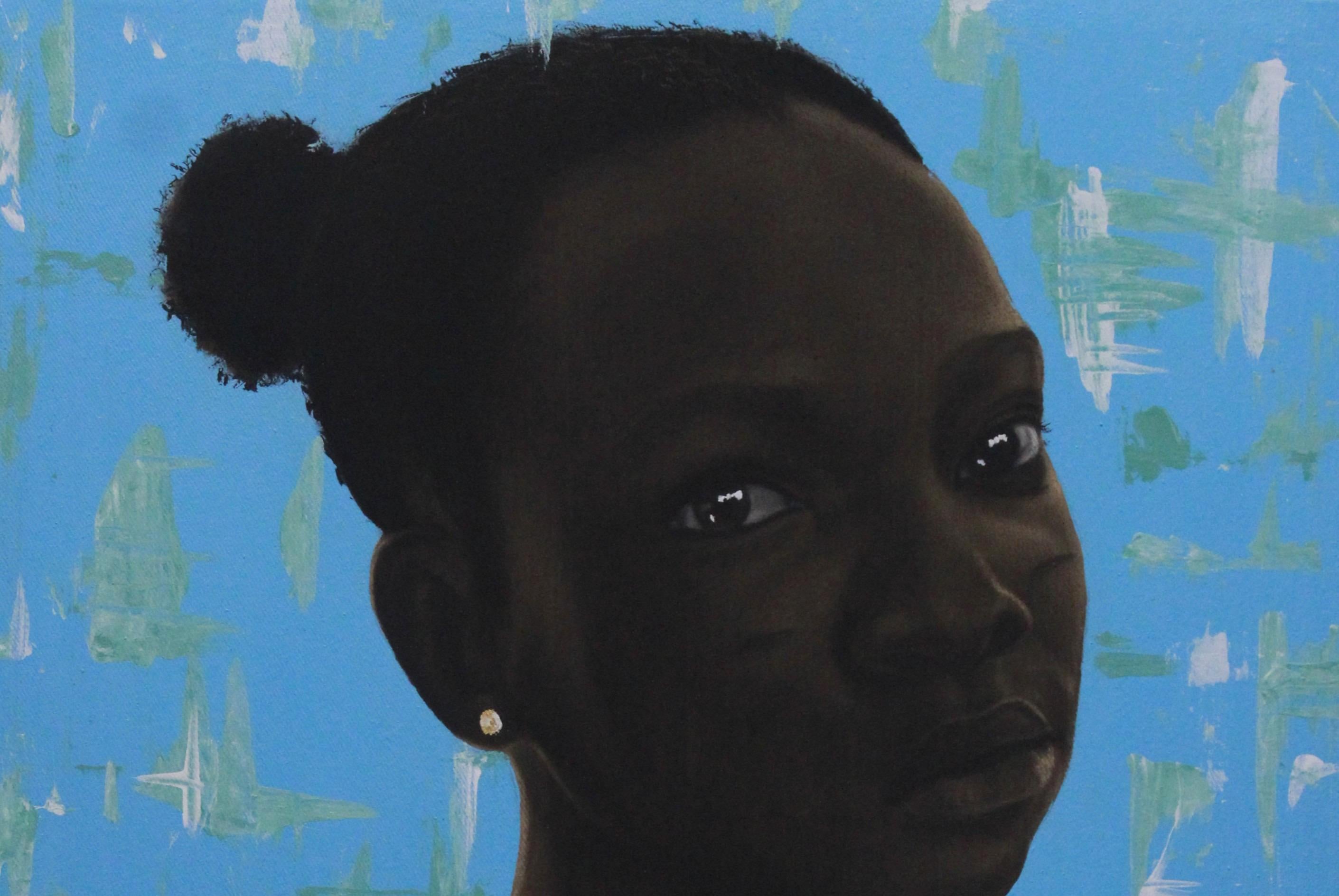 Sans titre -  21e siècle, Contemporary, Portrait figuratif, Afrique, Cheveux de femmes - Painting de Oluwatimileyin Tega Adegbenjo
