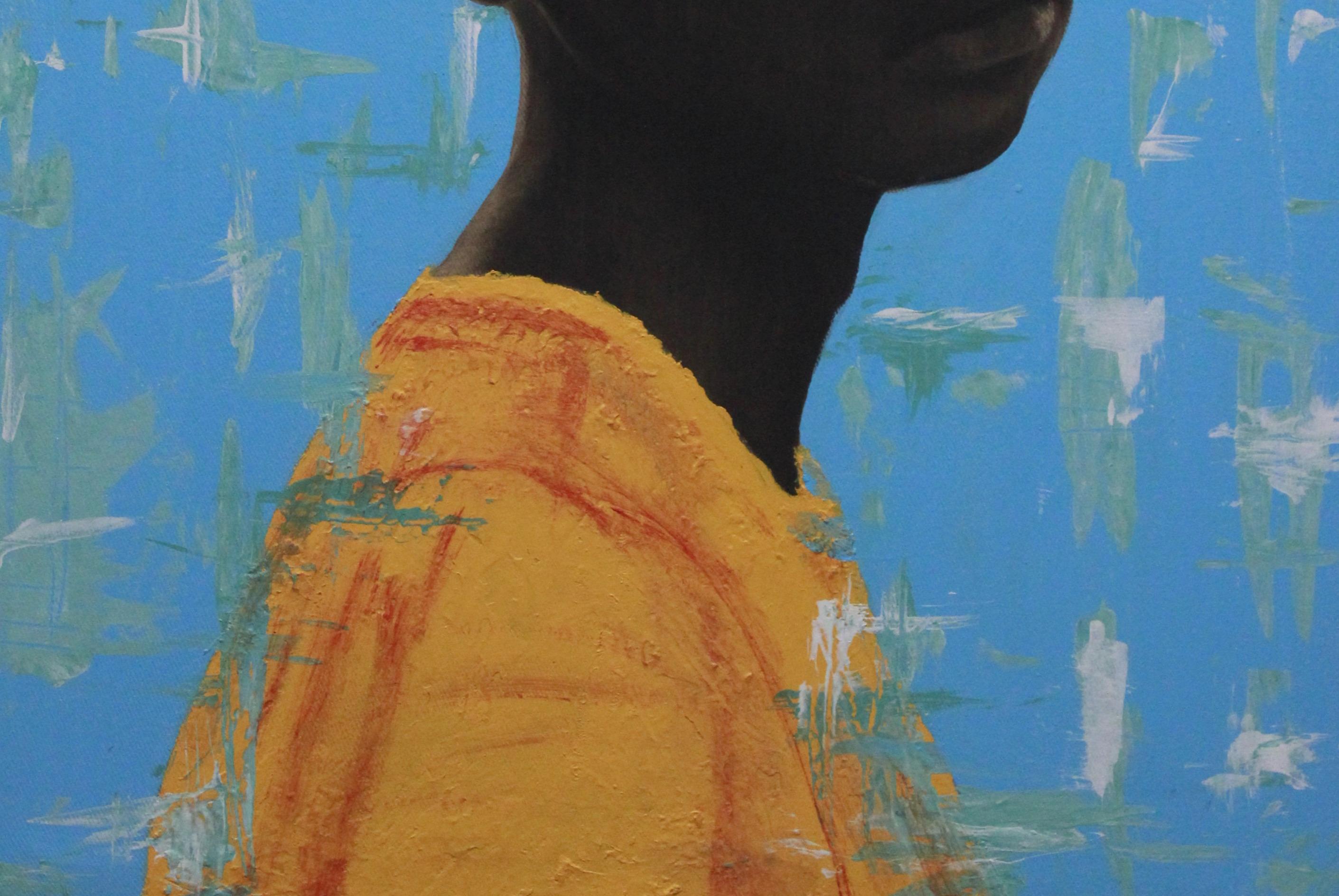 Sans titre -  21e siècle, Contemporary, Portrait figuratif, Afrique, Cheveux de femmes - Contemporain Painting par Oluwatimileyin Tega Adegbenjo