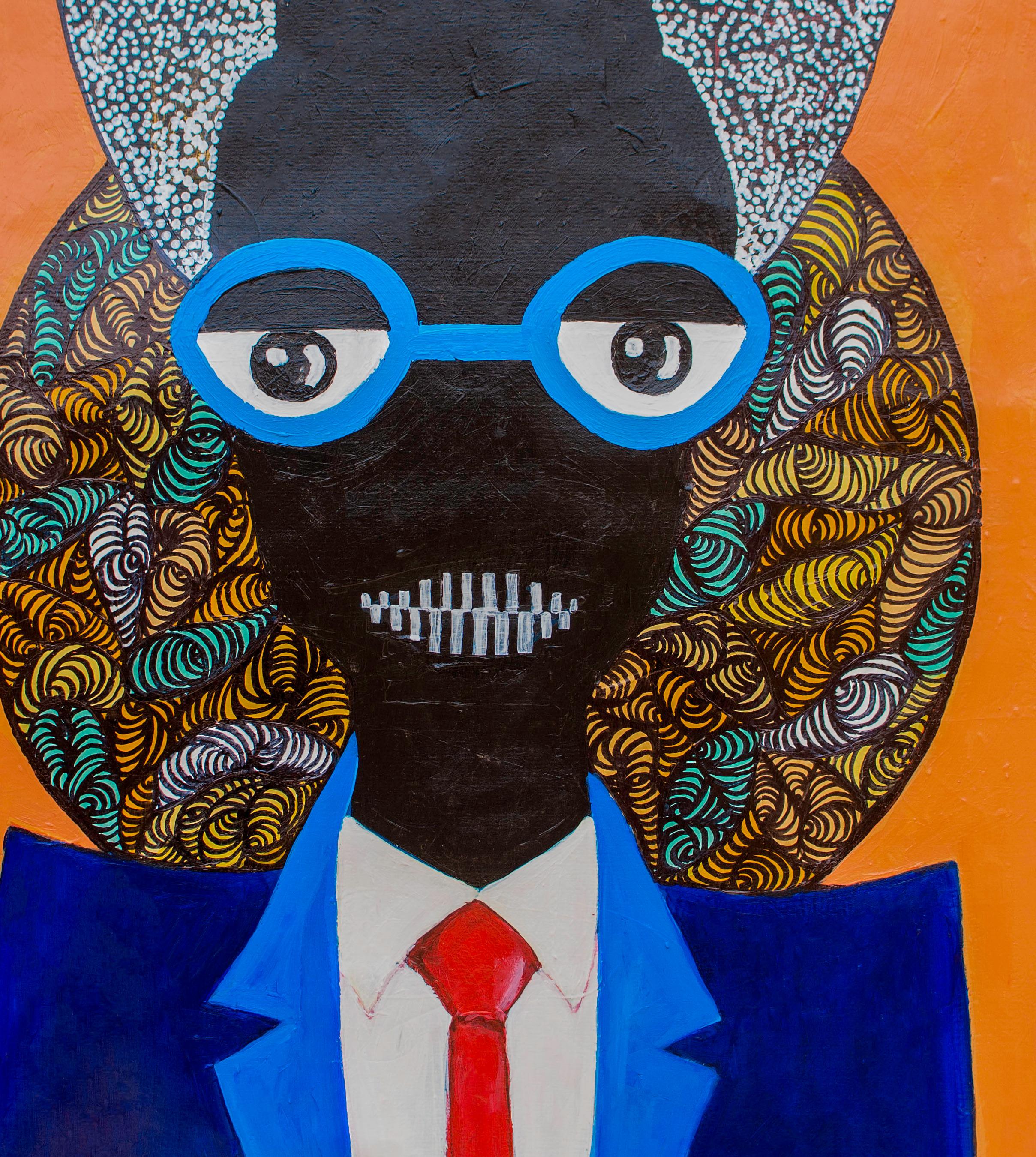 Monde des affaires - 21e siècle, Contemporain, Portrait figuratif, Afrique Femmes - Violet Figurative Painting par Oluwatobiloba Amusan