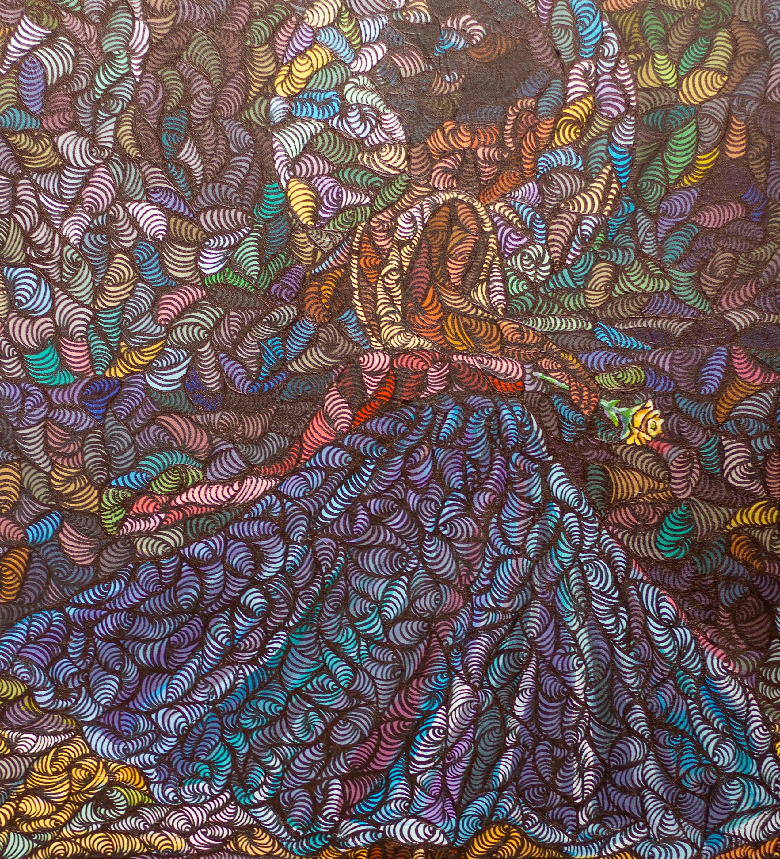 Éxtasis - Siglo XXI, Contemporáneo, Indígena Figurativo, Niños en la Moda - Figurative Painting Negro de Oluwatobiloba Amusan