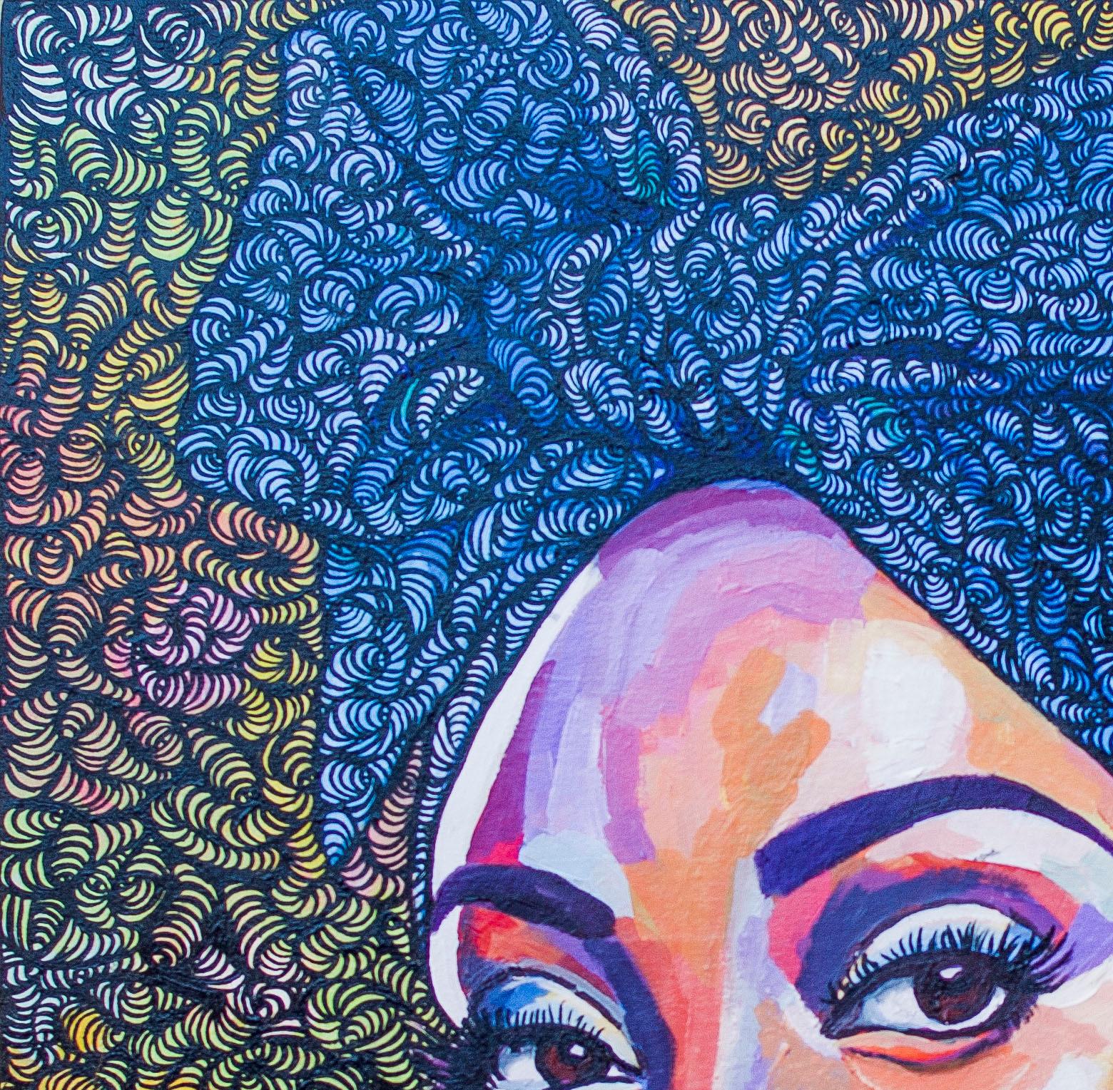 Head Tie 2 - 21. Jahrhundert, Zeitgenössisch, Figurativ Indigene, Frauen, Afrikanisch – Painting von Oluwatobiloba Amusan