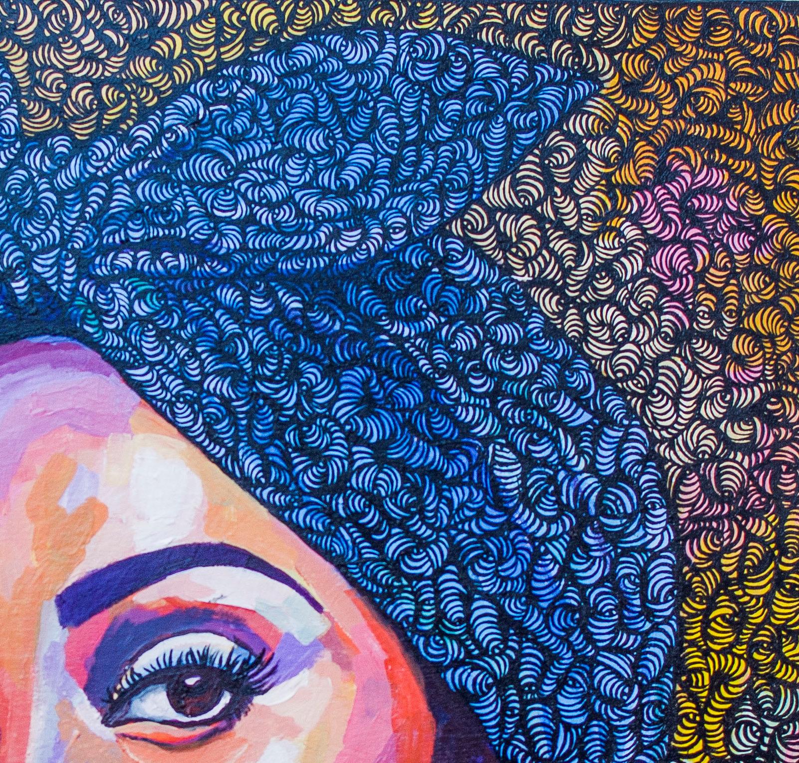 Head Tie 2 - 21. Jahrhundert, Zeitgenössisch, Figurativ Indigene, Frauen, Afrikanisch (Konzeptionell), Painting, von Oluwatobiloba Amusan