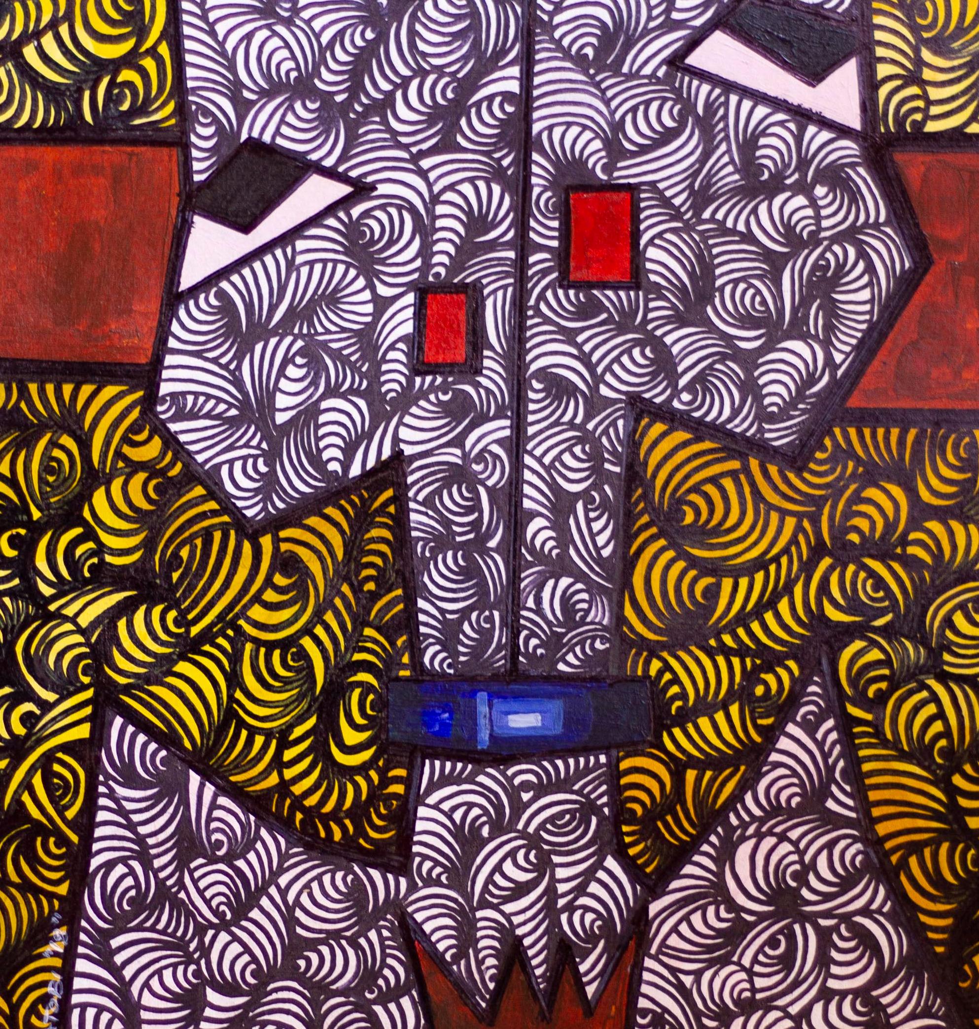 Gemelo Idéntico - Siglo XXI, Contemporáneo, Arte Figurativo Indígena, Cultural - Figurative Painting Negro de Oluwatobiloba Amusan