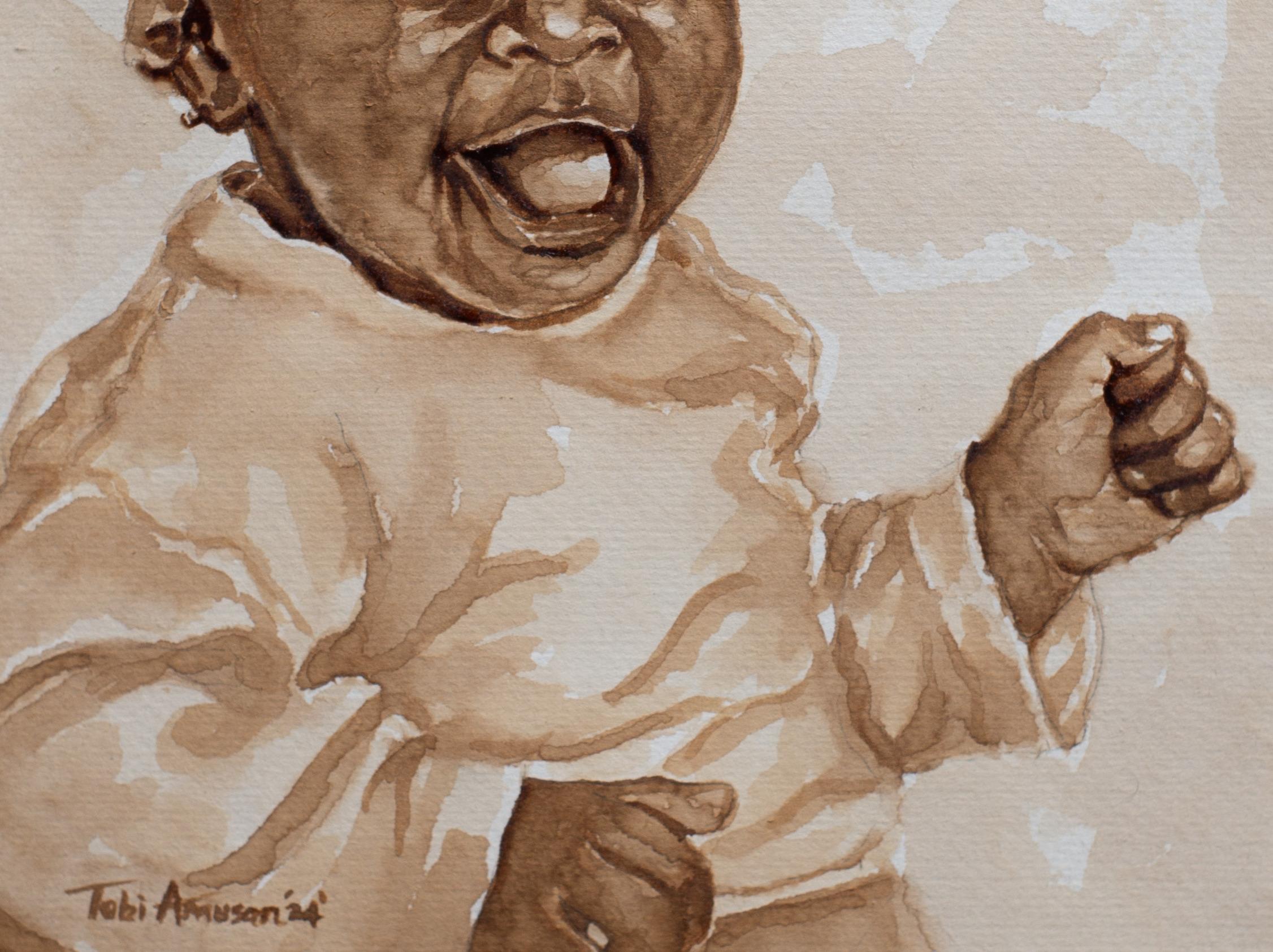 Joyful Moment 1 - 21. Jahrhundert, Contemporary, Figuratives Porträt, Kinder (Konzeptionell), Painting, von Oluwatobiloba Amusan