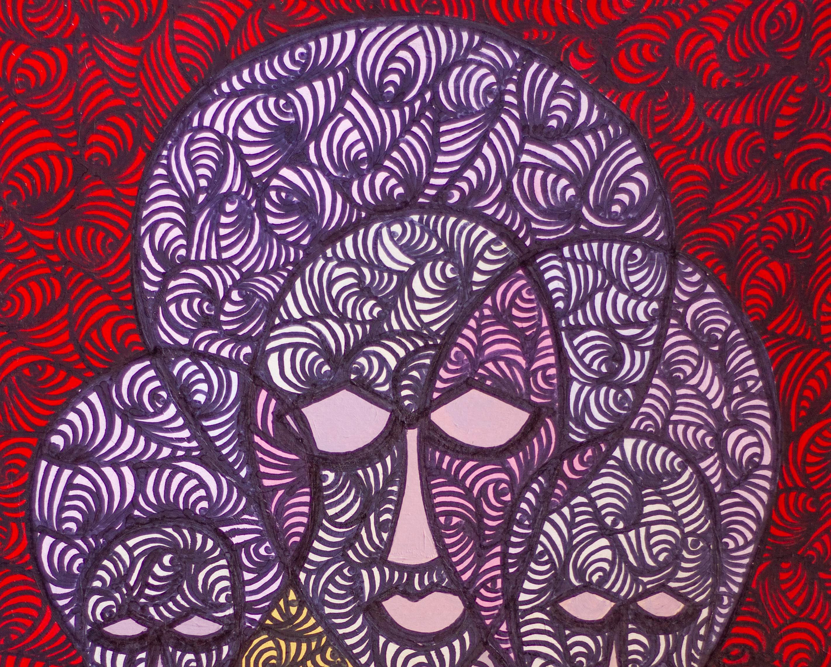 Wise Women - 21st Century, Contemporary, Figurative Indigenous Art, Cultural - Painting by Oluwatobiloba Amusan