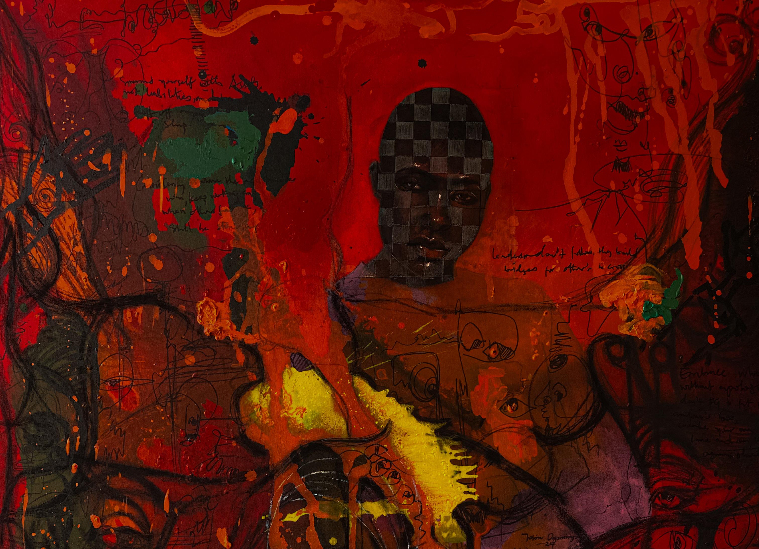 Dentro de 150 años 1 - Siglo XXI, Contemporáneo, Retrato Figurativo, Colores - Painting de Oluwatosin Ogunniyi 