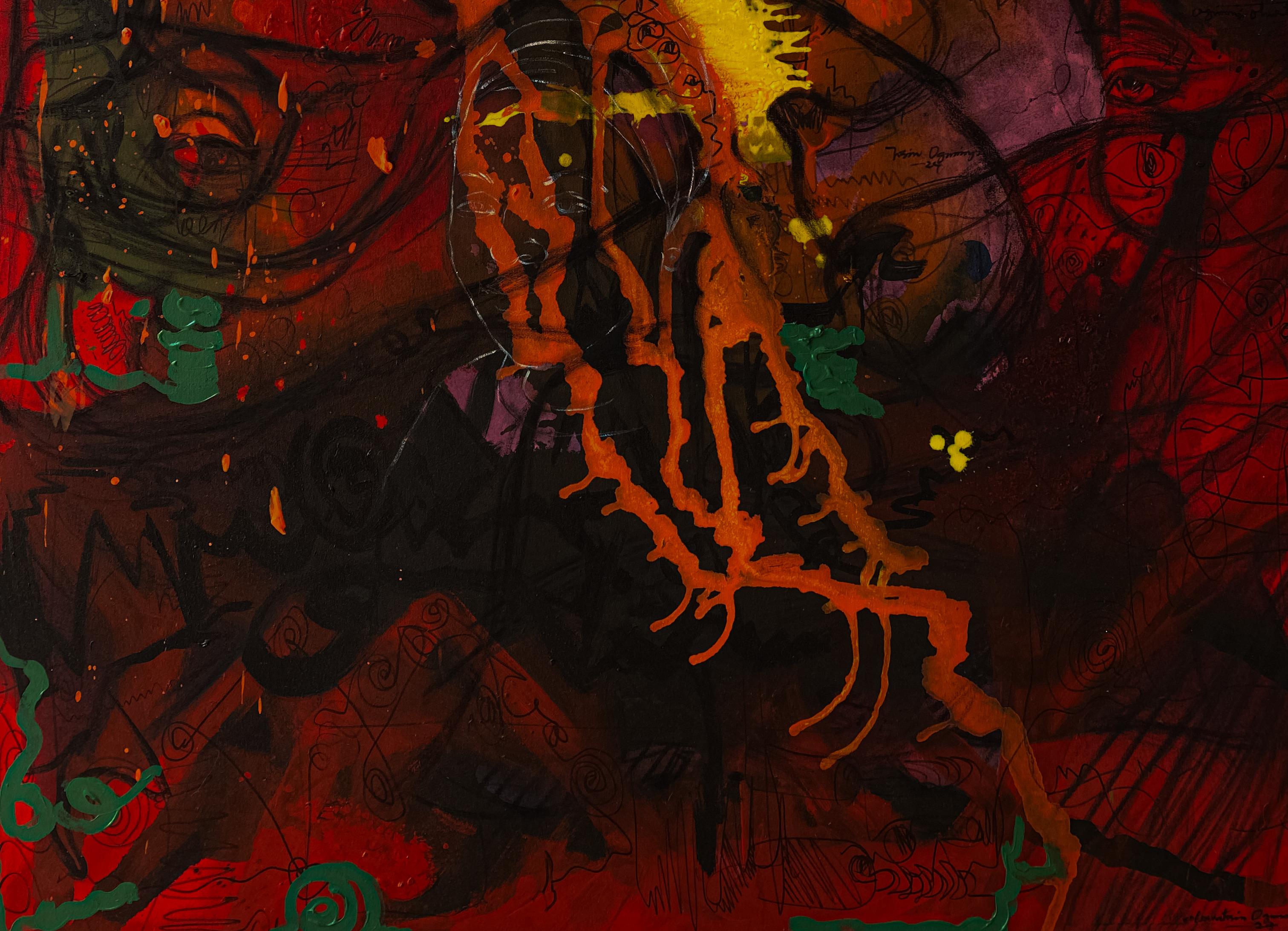 Dentro de 150 años 1 - Siglo XXI, Contemporáneo, Retrato Figurativo, Colores - Figurative Painting Negro de Oluwatosin Ogunniyi 