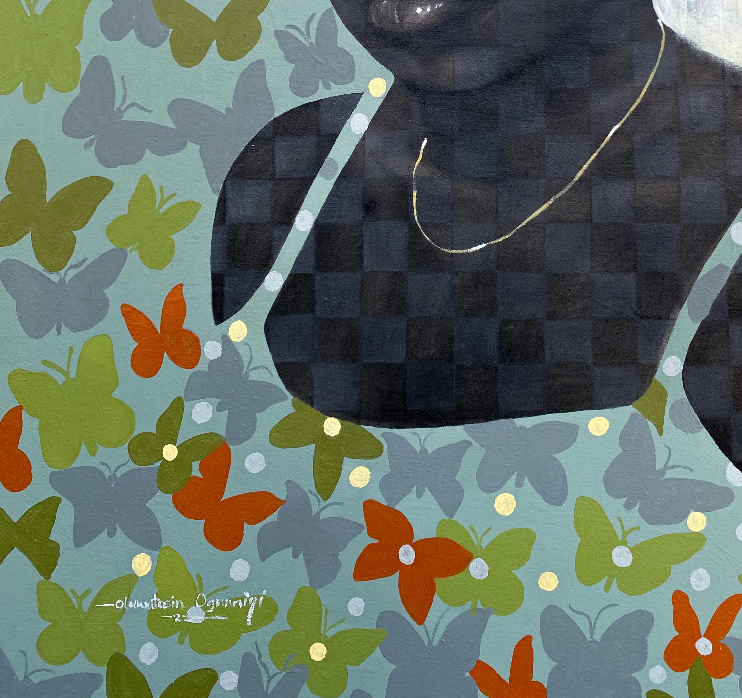 Non abbiamo tutti fame? - Figurative Painting Grigio di Oluwatosin Ogunniyi 