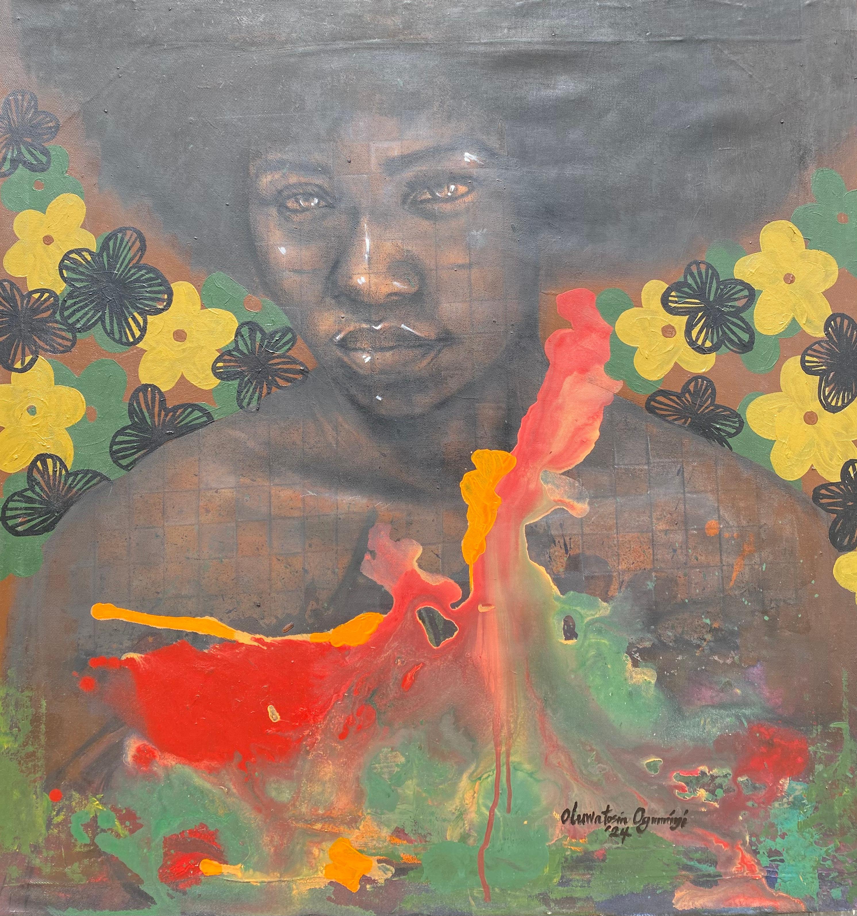 Portrait Painting Oluwatosin Ogunniyi  - Her Worth I - 21st Century, Contemporary, Figurative Portrait, Black Women Face