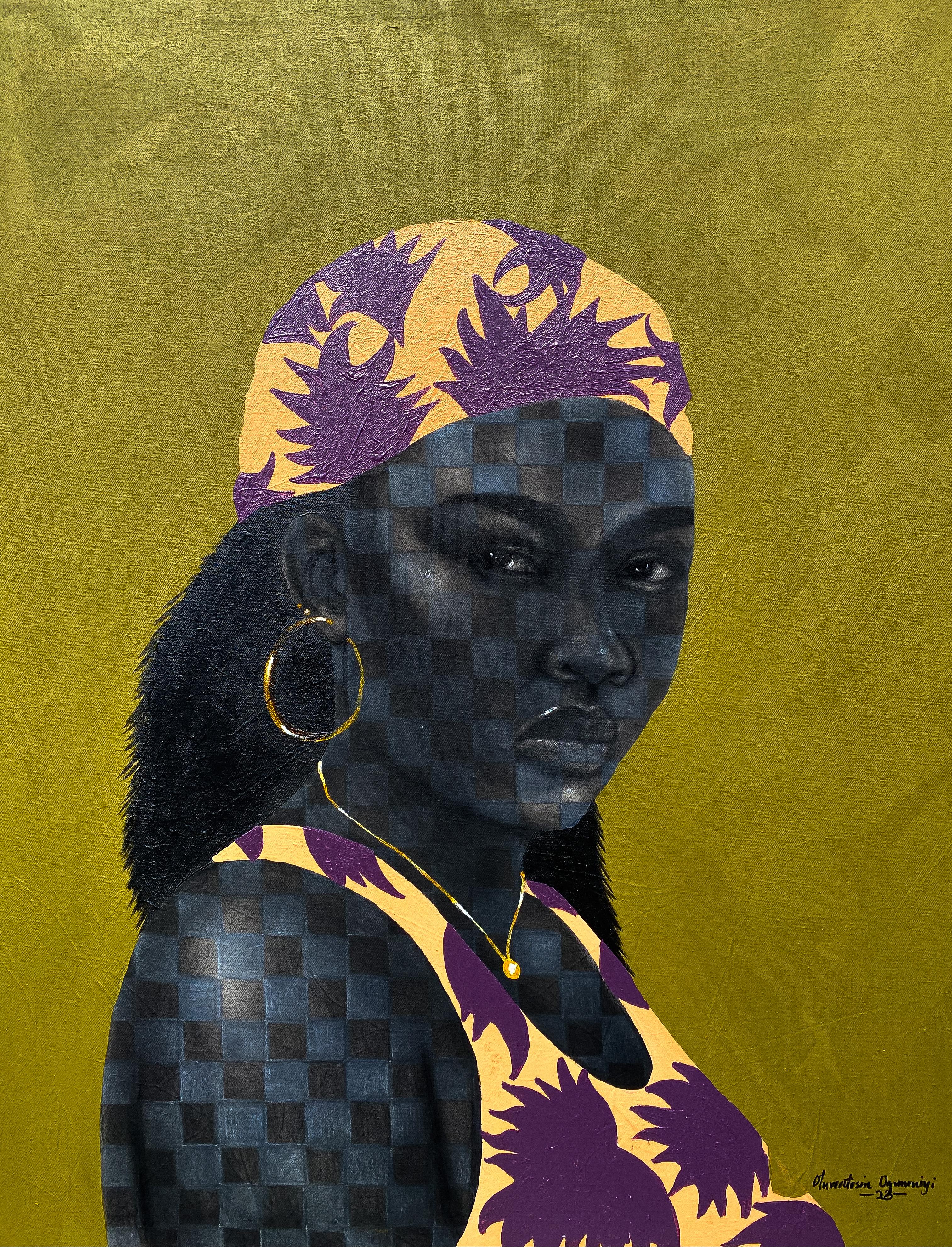 Portrait Painting de Oluwatosin Ogunniyi  - Pathfinder 3 - Siglo XXI, Contemporáneo, Retrato figurativo, Rostro de mujer negra