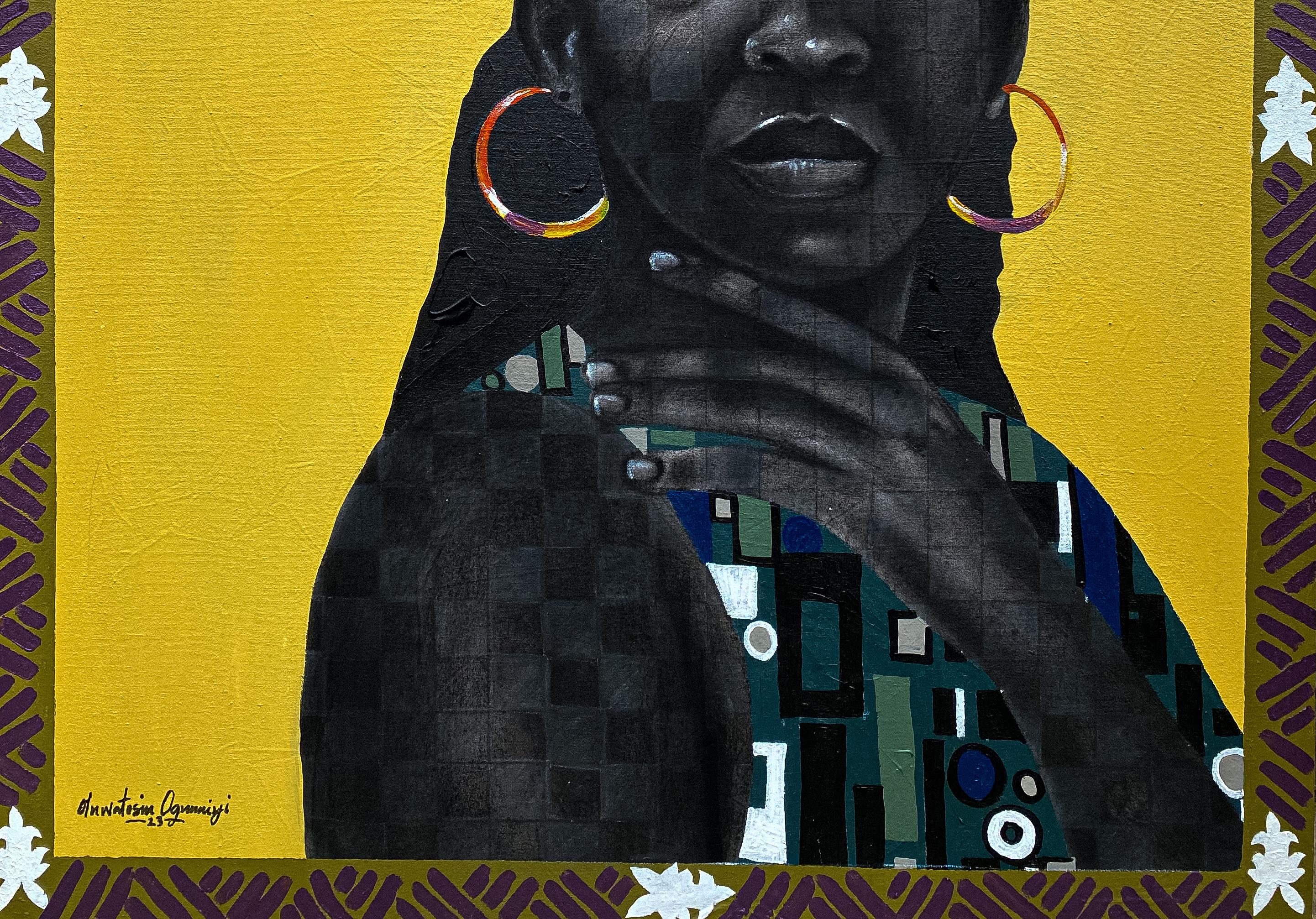 Pathfinder 4 - Siglo XXI, Contemporáneo, Retrato figurativo, Rostro de mujer negra - Portrait Painting Negro de Oluwatosin Ogunniyi 