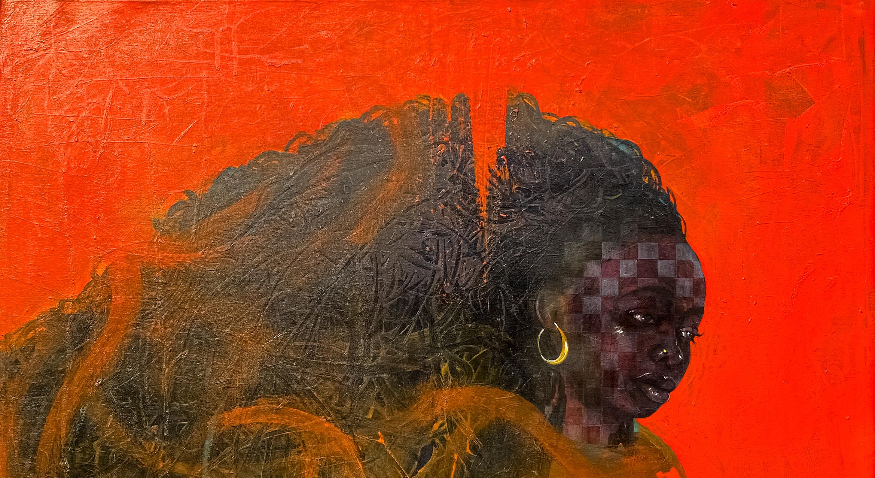 Portrait de Dara - 21e siècle, Contemporain, Figuratif, Afrique Femmes, Couleur - Painting de Oluwatosin Ogunniyi 