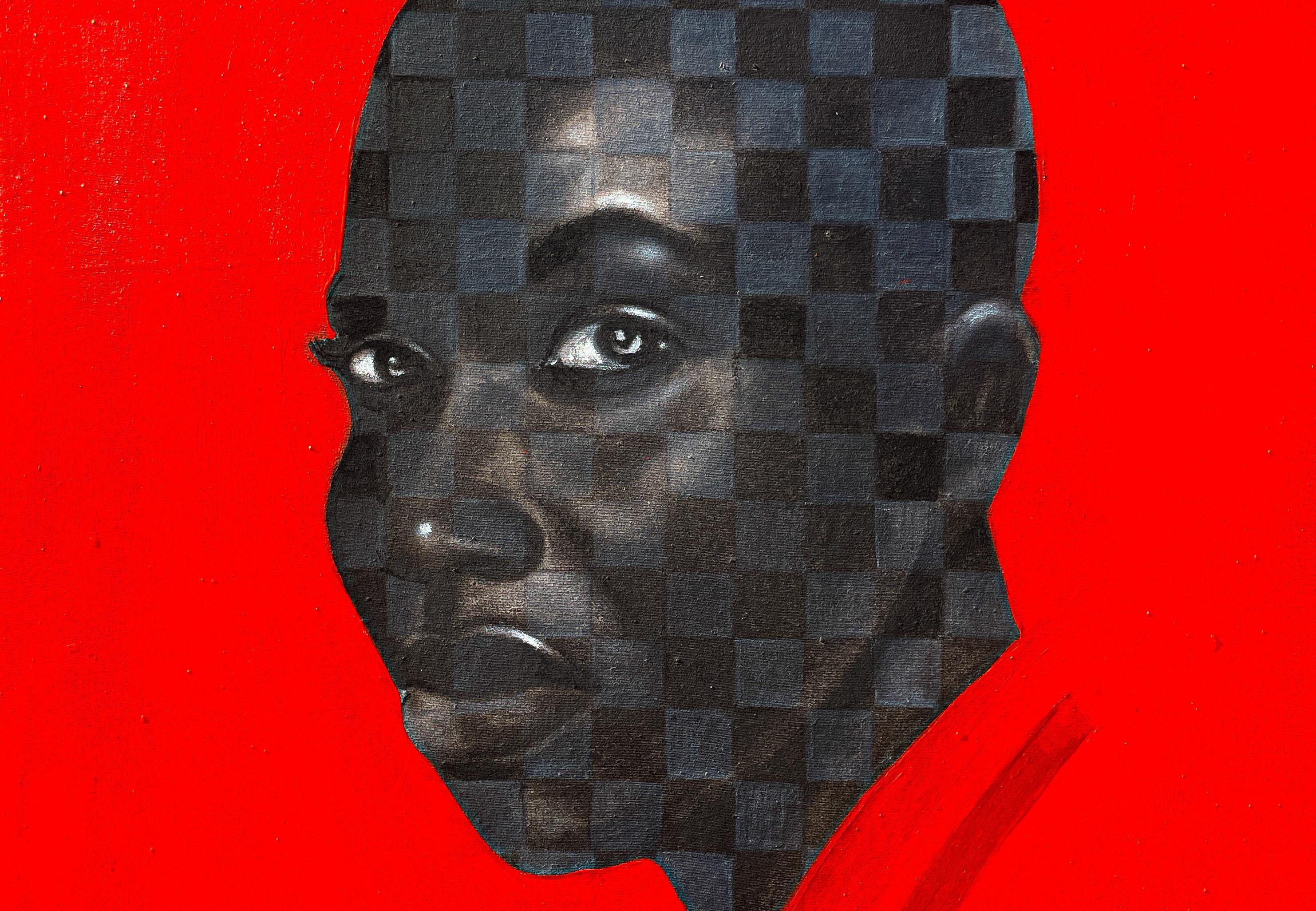 Red Card - Expressionist Painting by Oluwatosin Ogunniyi 