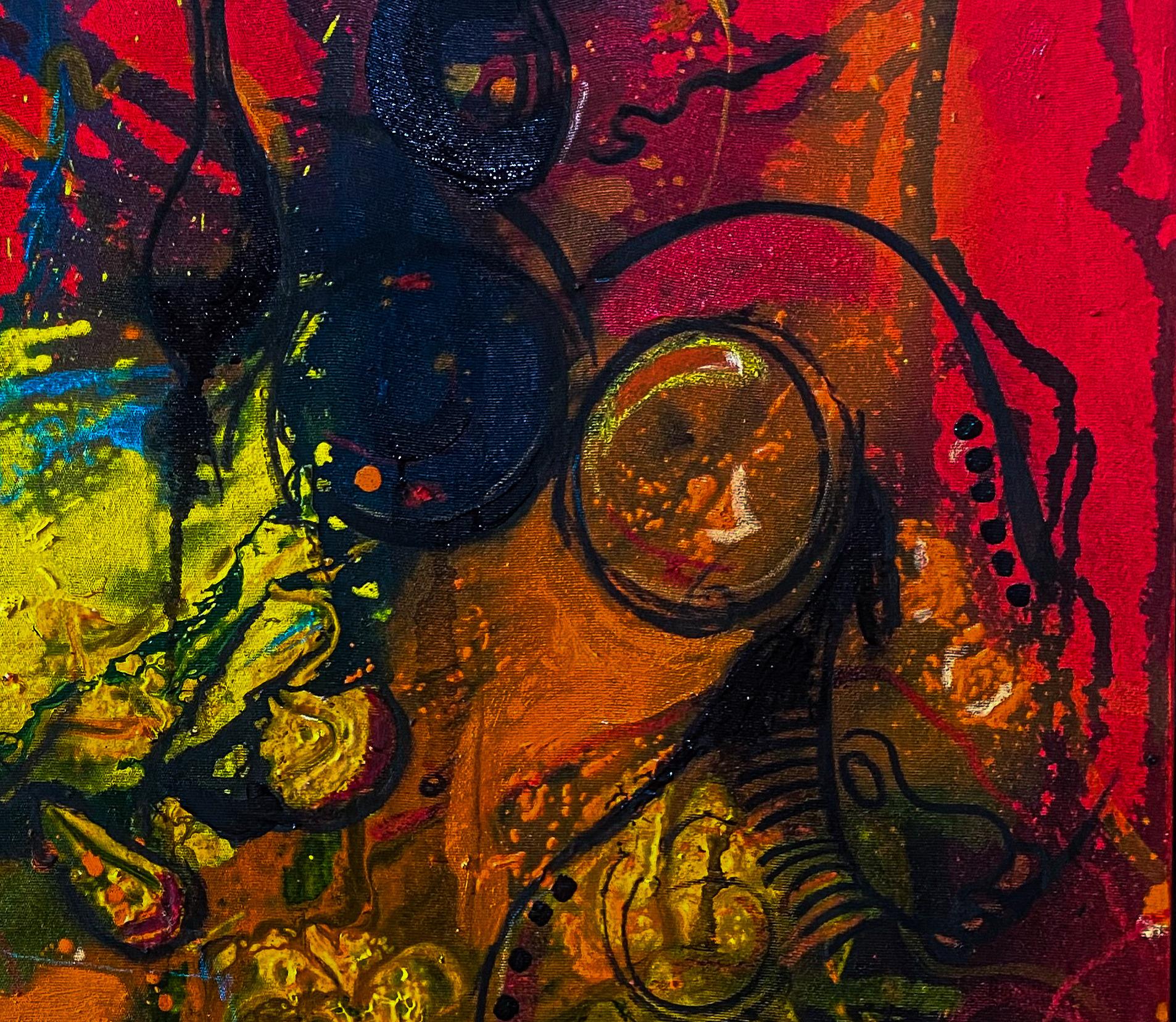 Senza titolo - 21° secolo, Contemporaneo, Astratto, Arte moderna, Colore, Acrilico - Figurative Painting Nero di Oluwatosin Ogunniyi 