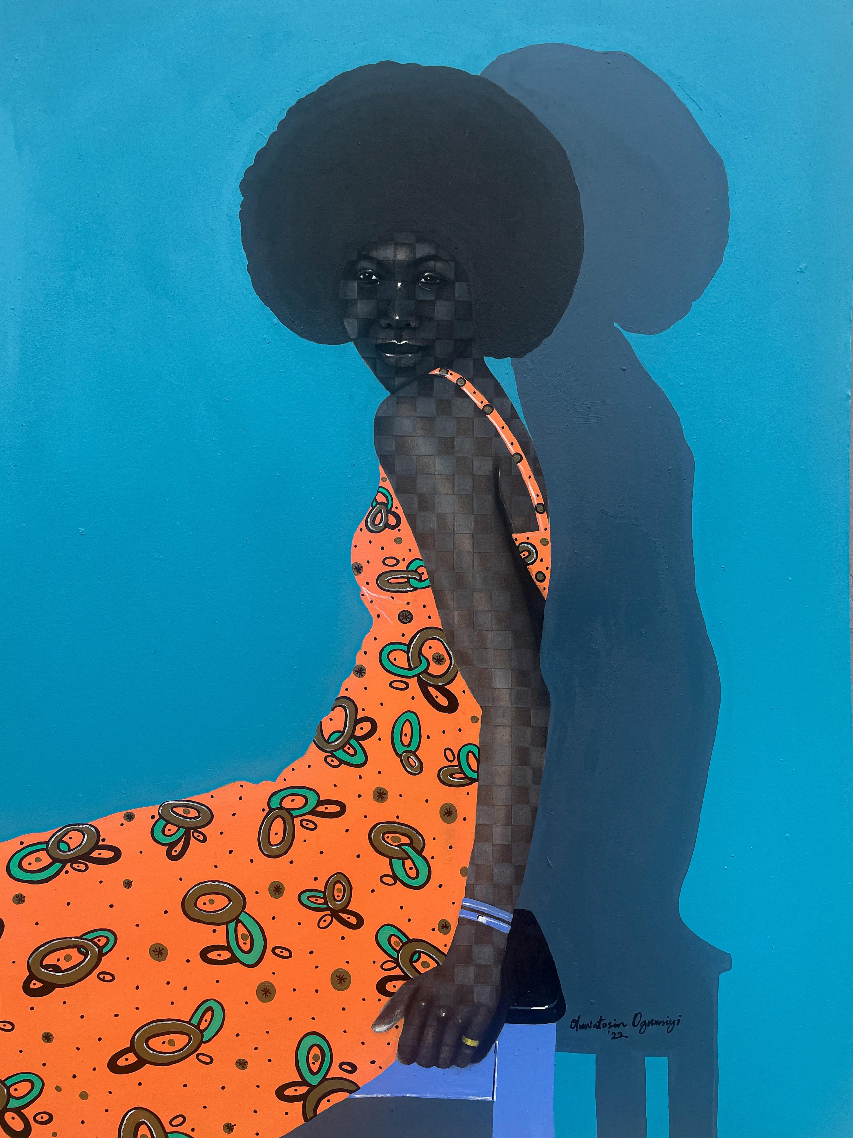 Oluwatosin Ogunniyi  Portrait Painting - Wandering Thoughts (Feminine Epidemic Series)