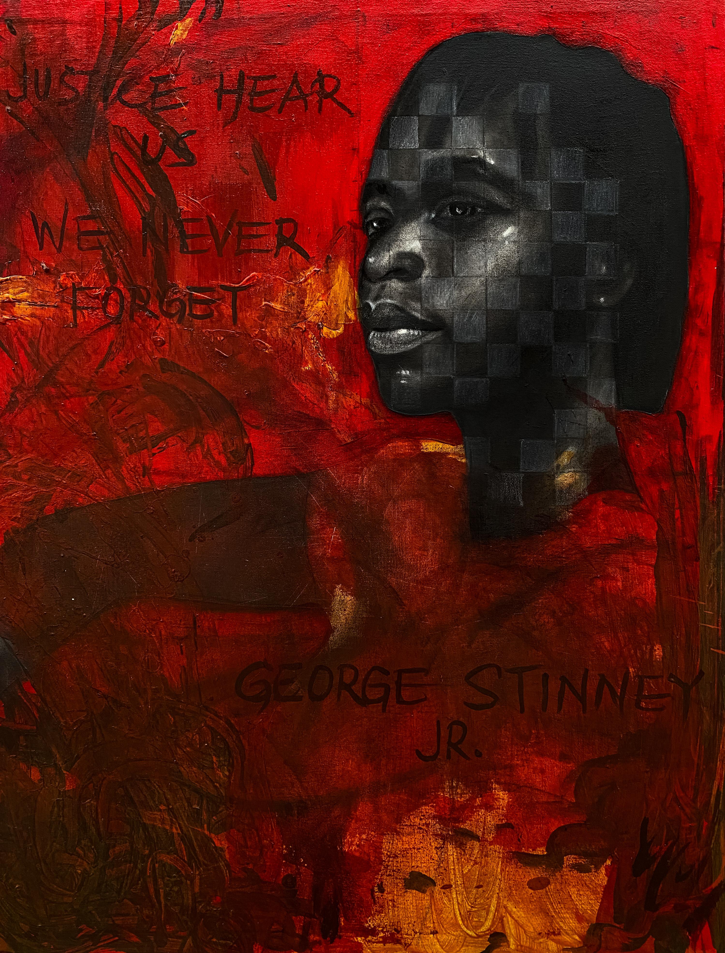 Figurative Painting Oluwatosin Ogunniyi  - Weight They Cannot See One 2(Mémorial de George Stinney) -21e siècle, Contemporain