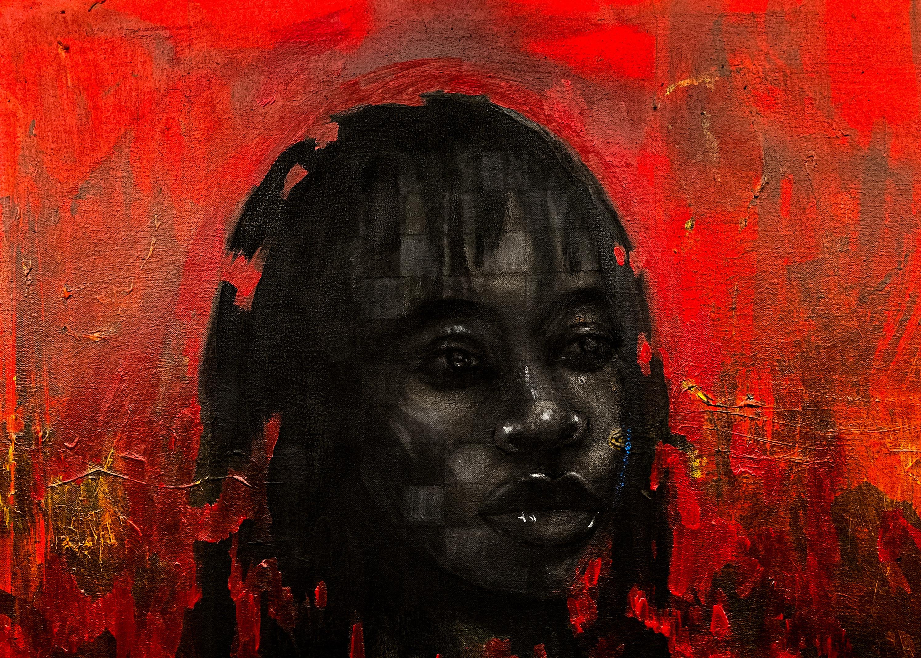 Weight They Cannot See 3 (Truth Never Die) - 21st Century, Contemporary, Black - Painting by Oluwatosin Ogunniyi 