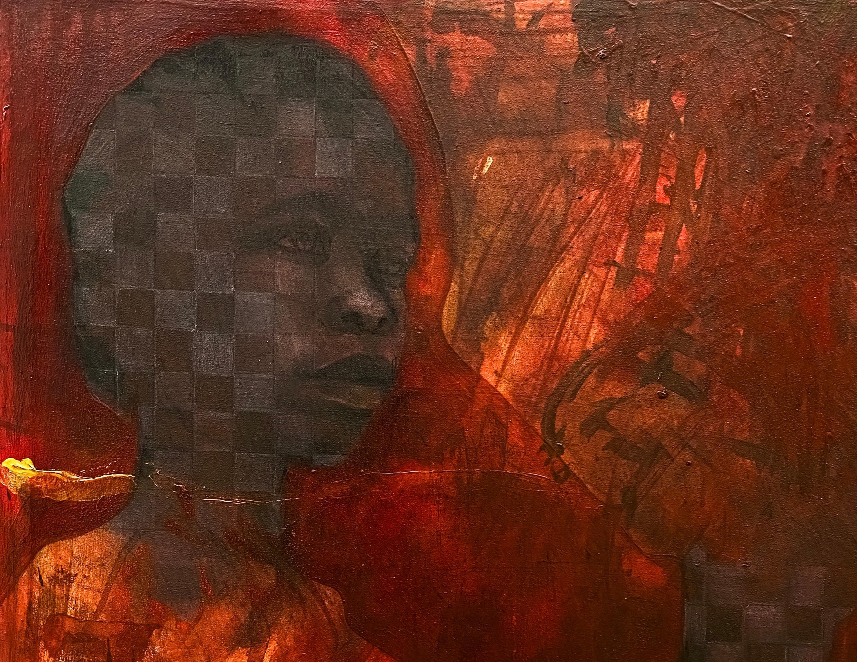 Weight They Cannot See 5 (Shadows of Memory) - 21st Century, Contemporary, Black - Painting by Oluwatosin Ogunniyi 