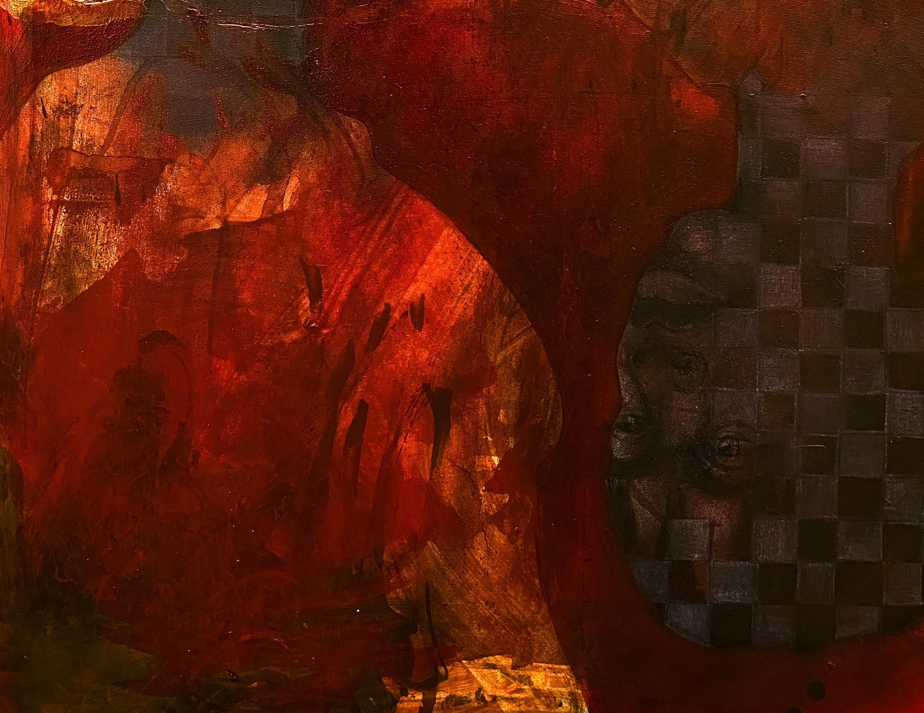 Weight They Cannot See 5 (Shadows of Memory) - 21st Century, Contemporary, Black - Brown Figurative Painting by Oluwatosin Ogunniyi 