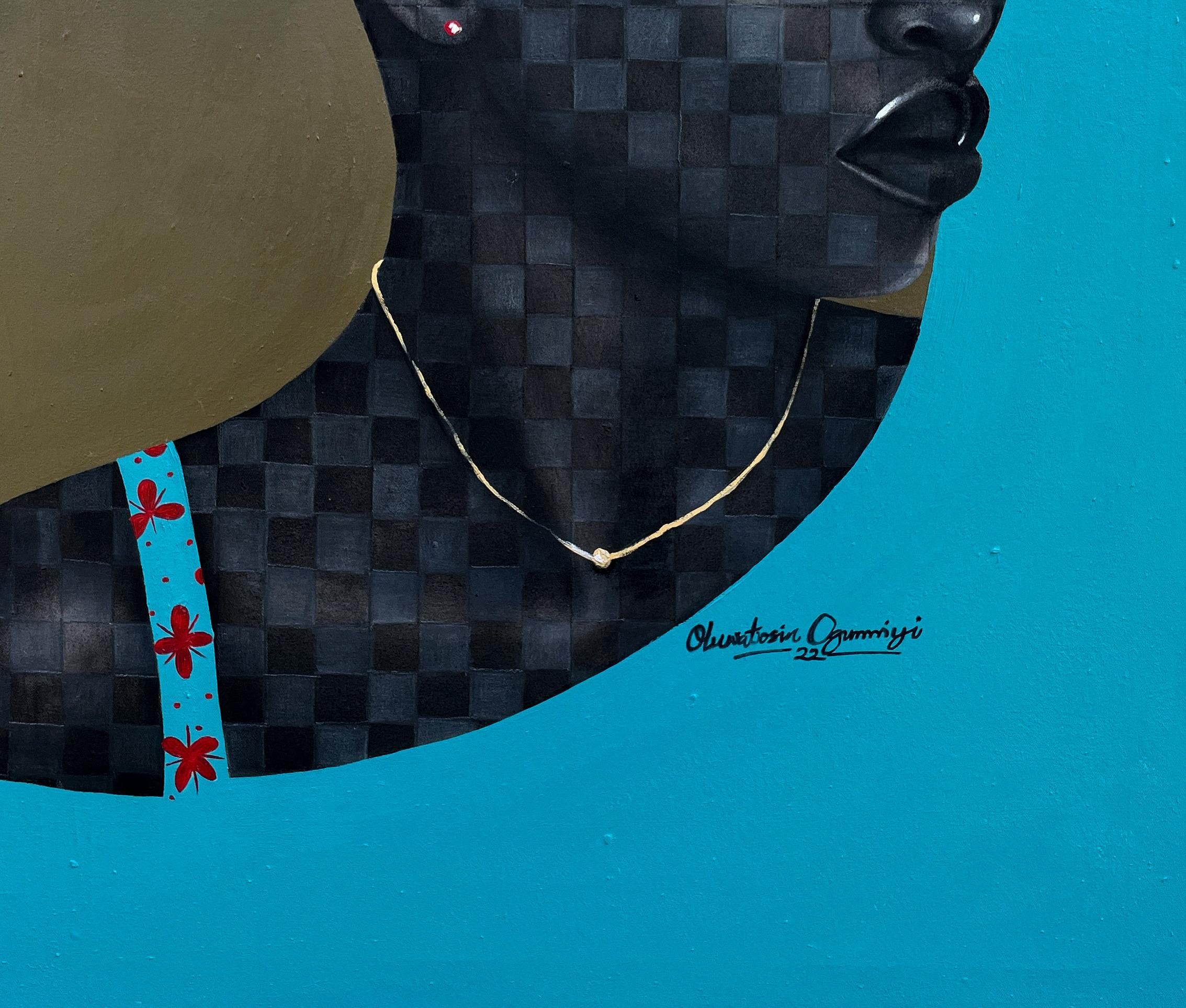Woman with Deep Thought (Feminine Epidemic Series) II - Contemporary Painting by Oluwatosin Ogunniyi 