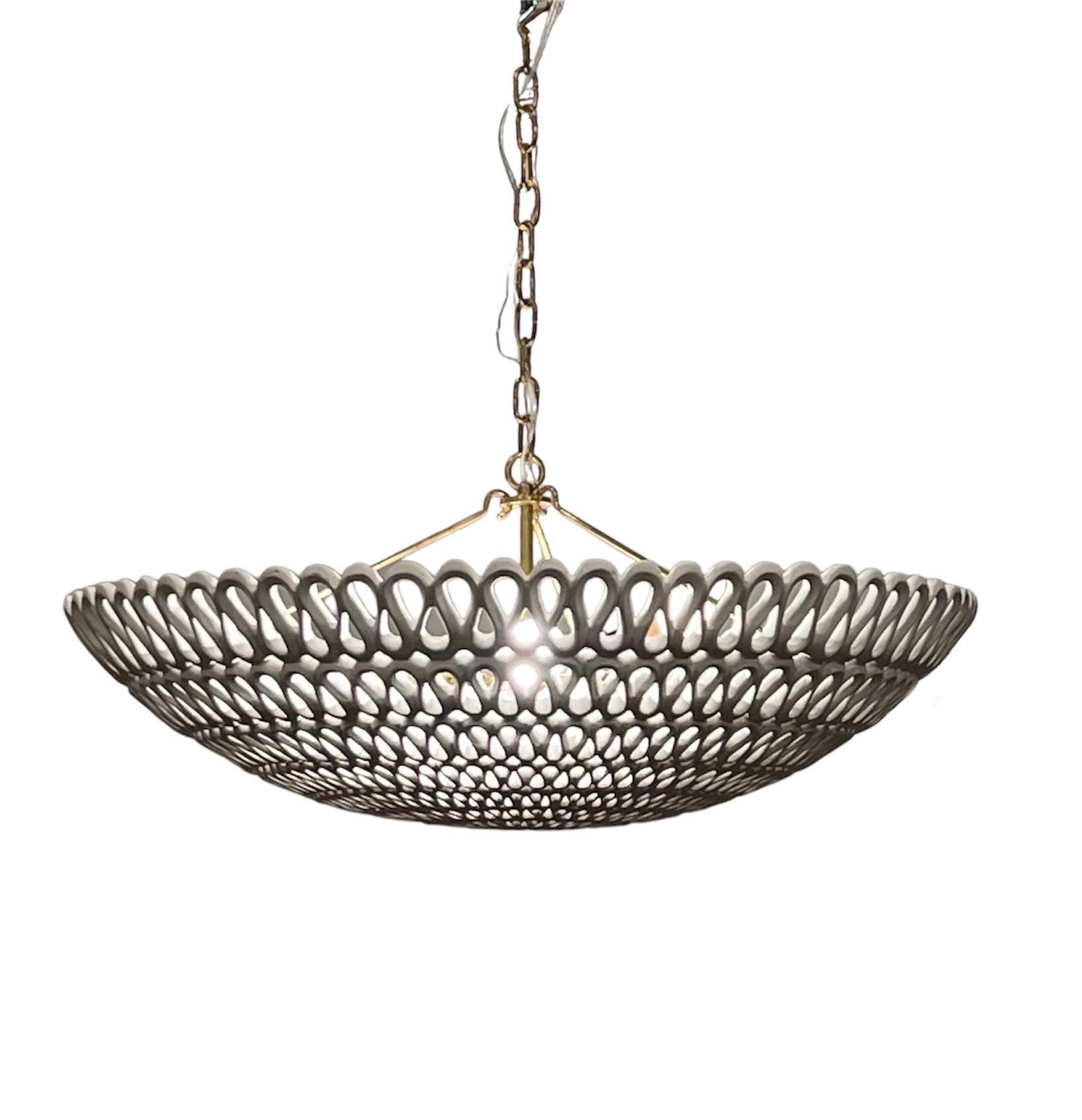Oly Studio Pipa Modern Frost White Ribbon Bowl Chandelier, 1 in Stock 2
