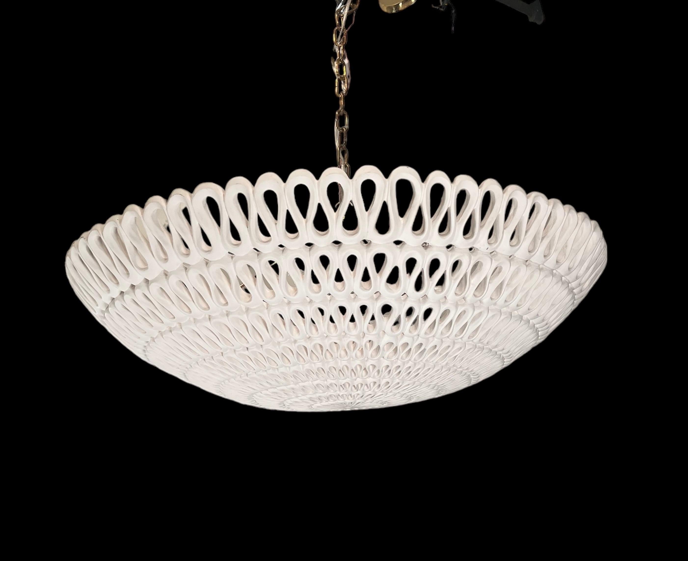 Oly Studio Pipa Modern Frost White Ribbon Bowl Chandelier, 1 in Stock 4